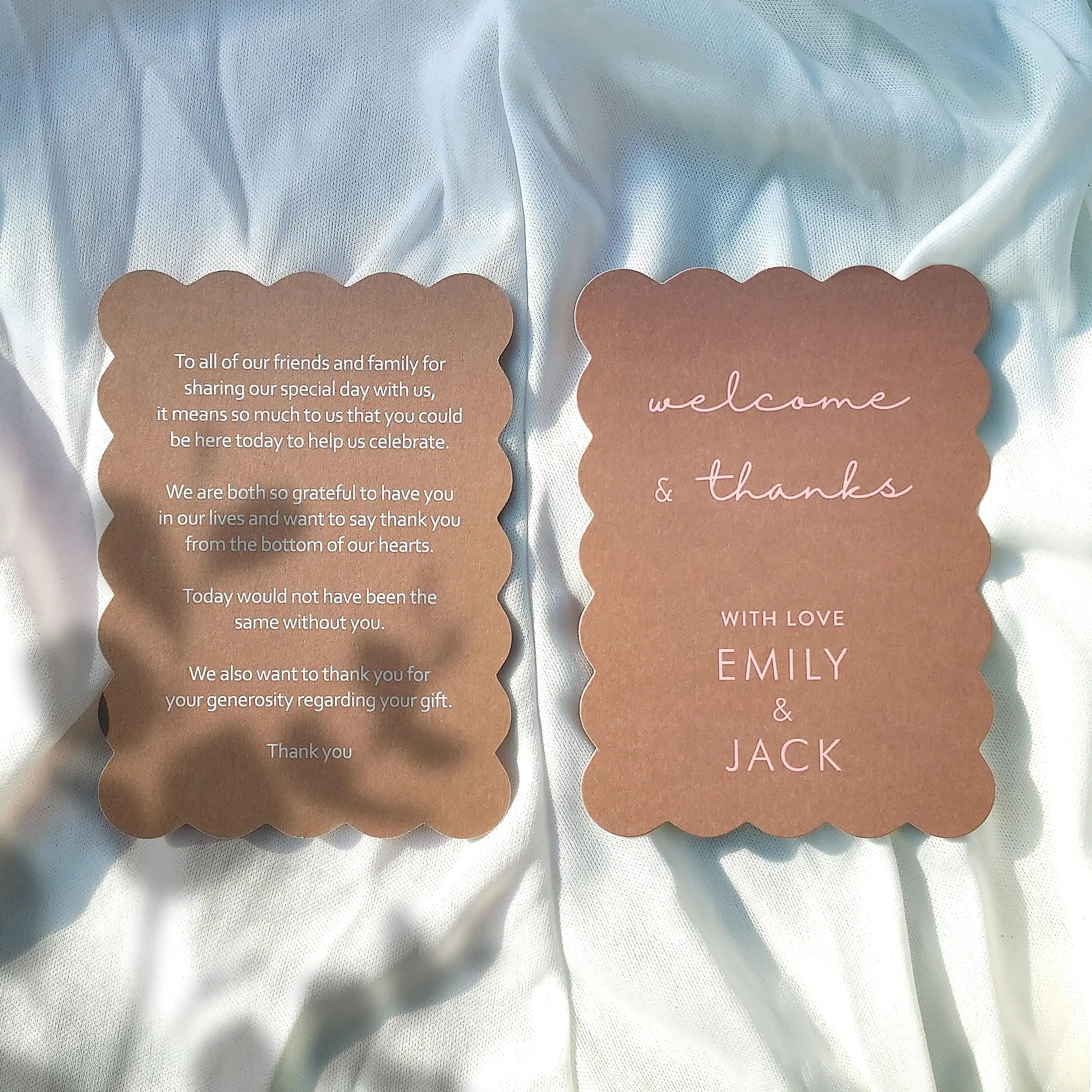 Buy Die-Cut Wedding Menu Card – Unique Menu + Ripple Thank You Combo | OddPlanPrint