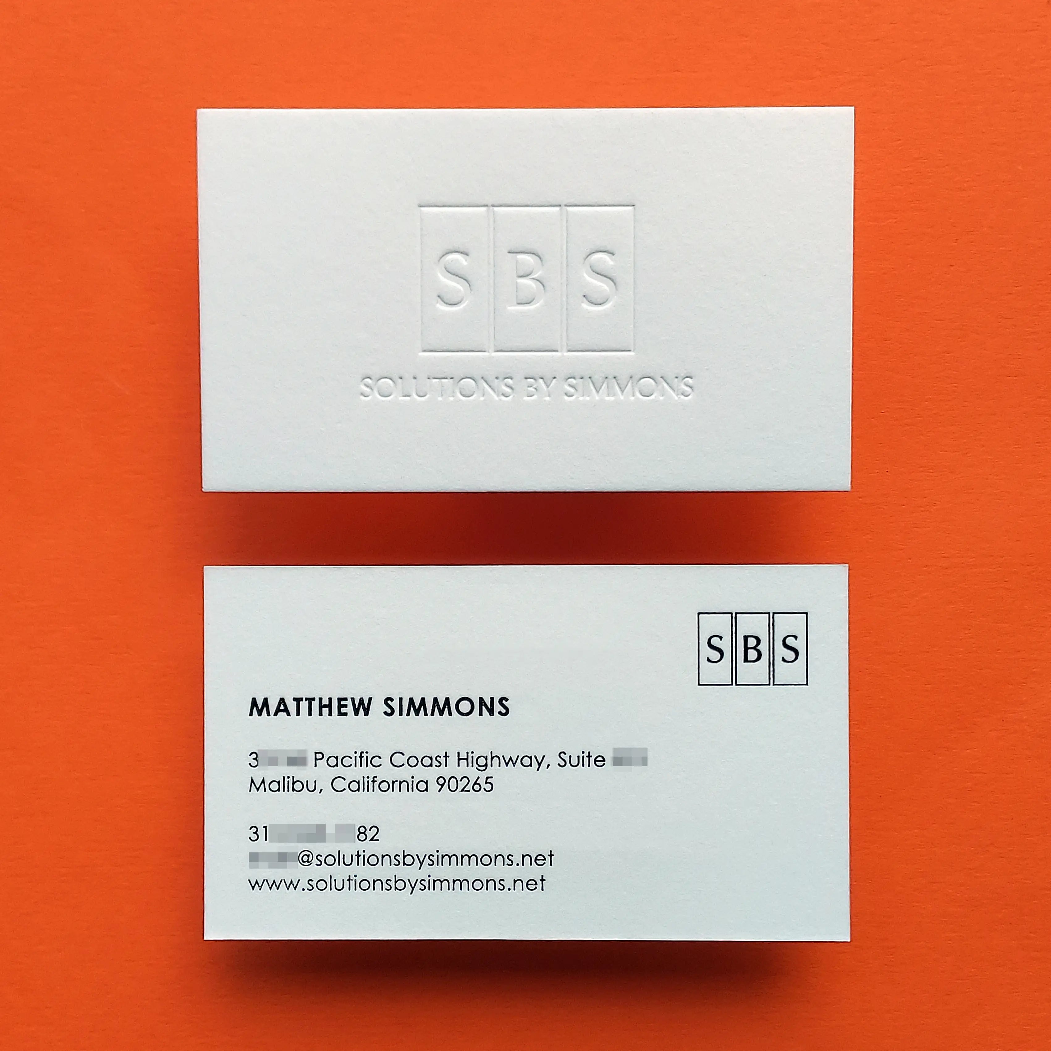 Buy Elegant Custom Cotton Business Cards – Embossed Initials | OddPlanPrint