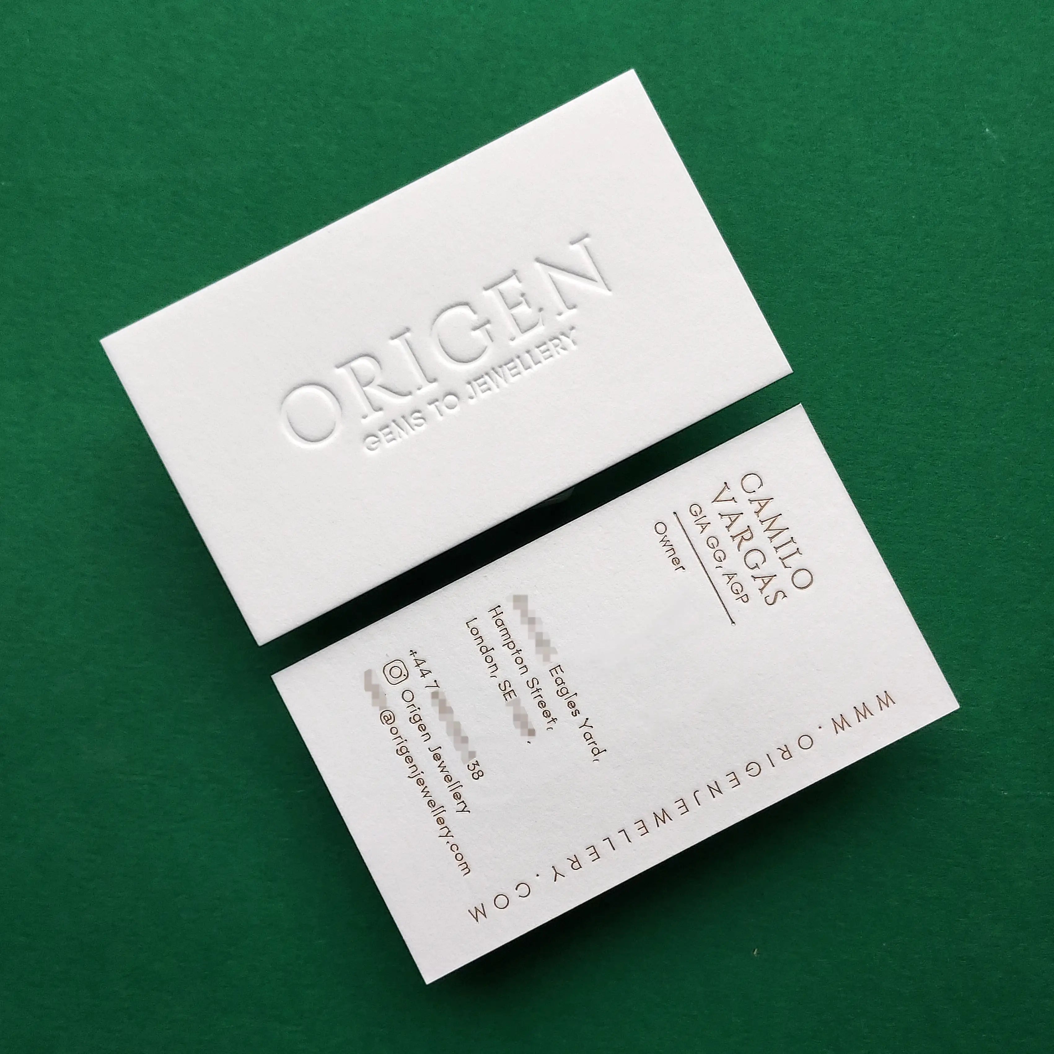 Buy Designer Letterpress Custom Cotton Business Cards – Deep Imprint | OddPlanPrint