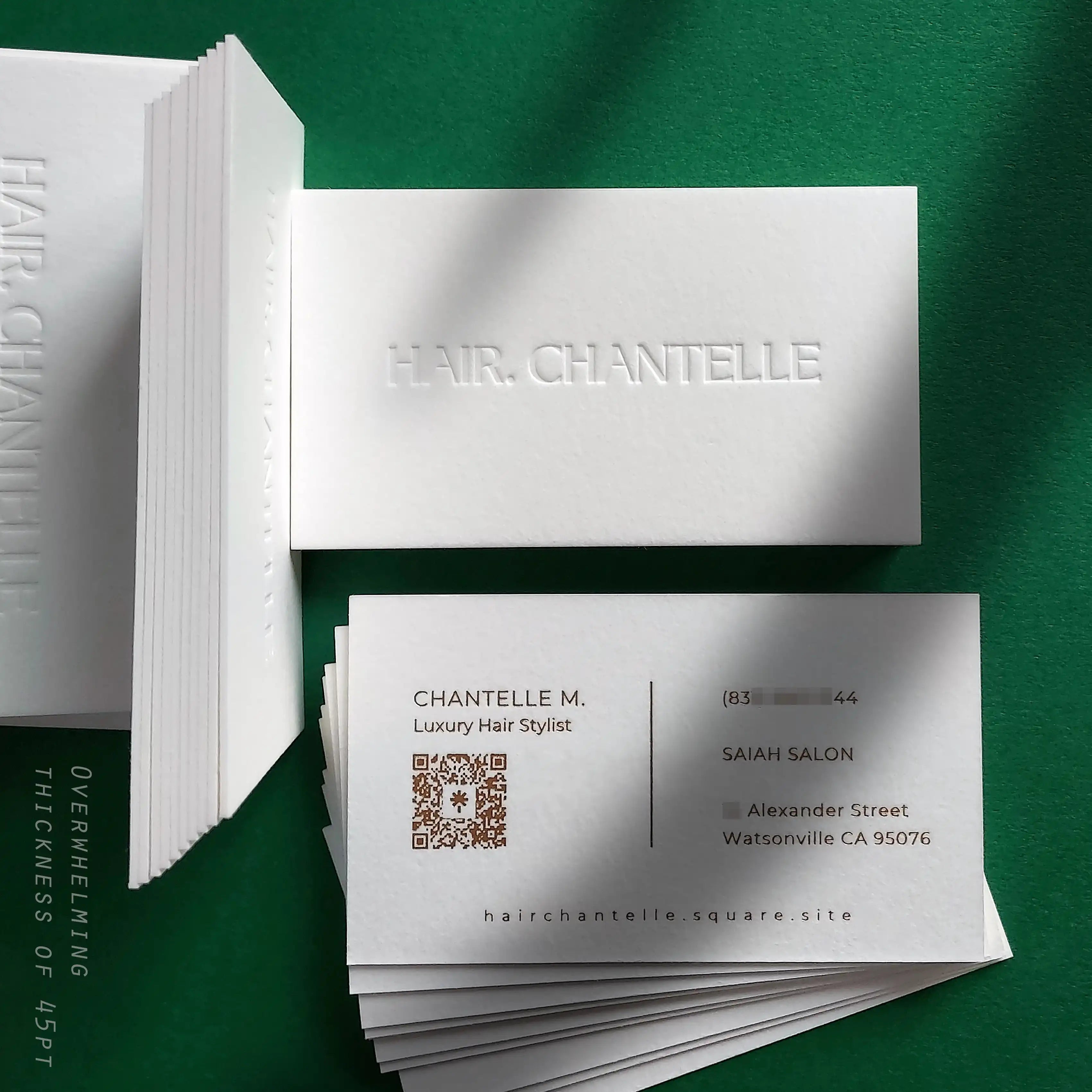 Buy High-End Business Cards - cotton card with deboss finish and gold foil for brand impact - OddPlanPrint