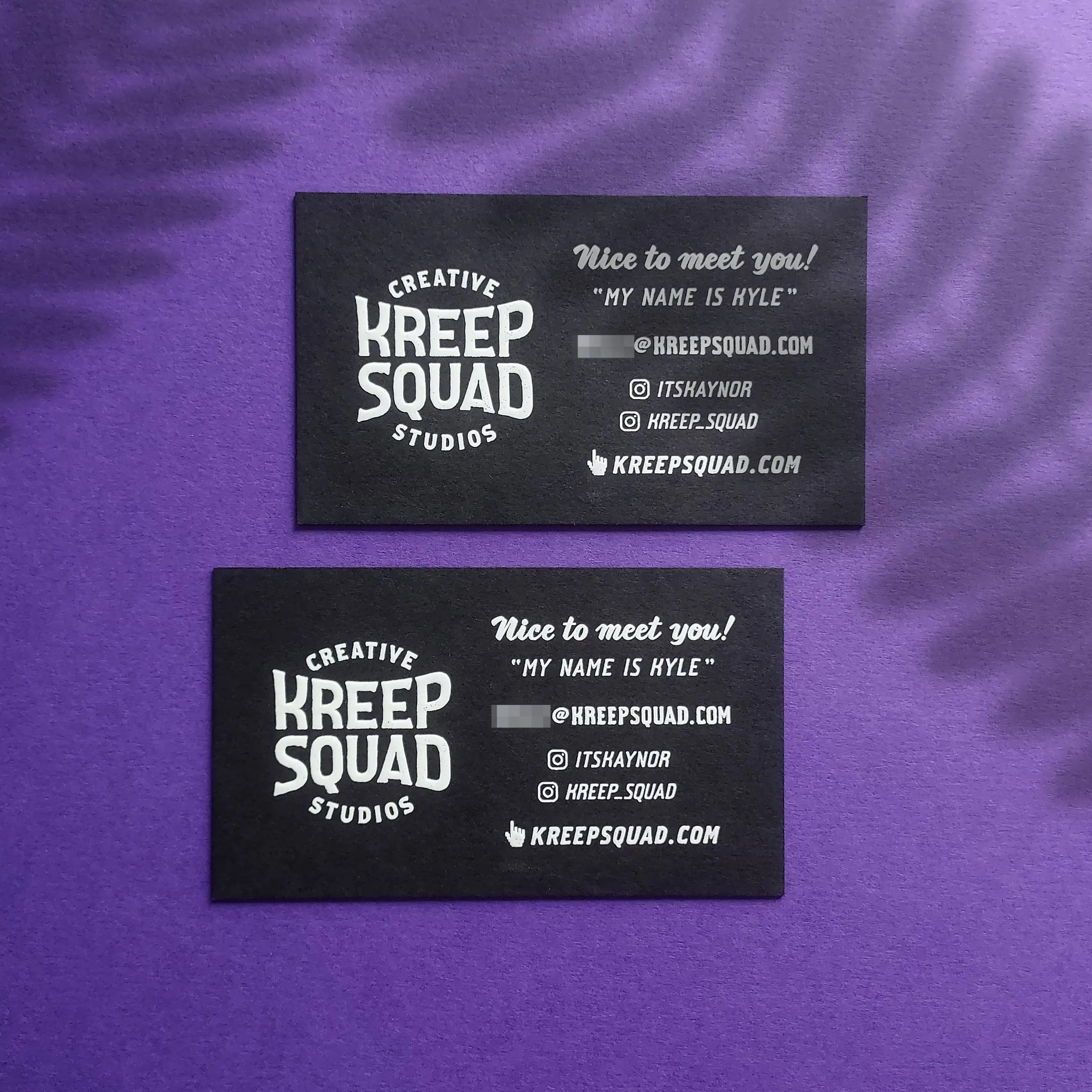 Order Luxury Black Business Cards – 38pt thick with white foil with emboss | OddPlanPrint