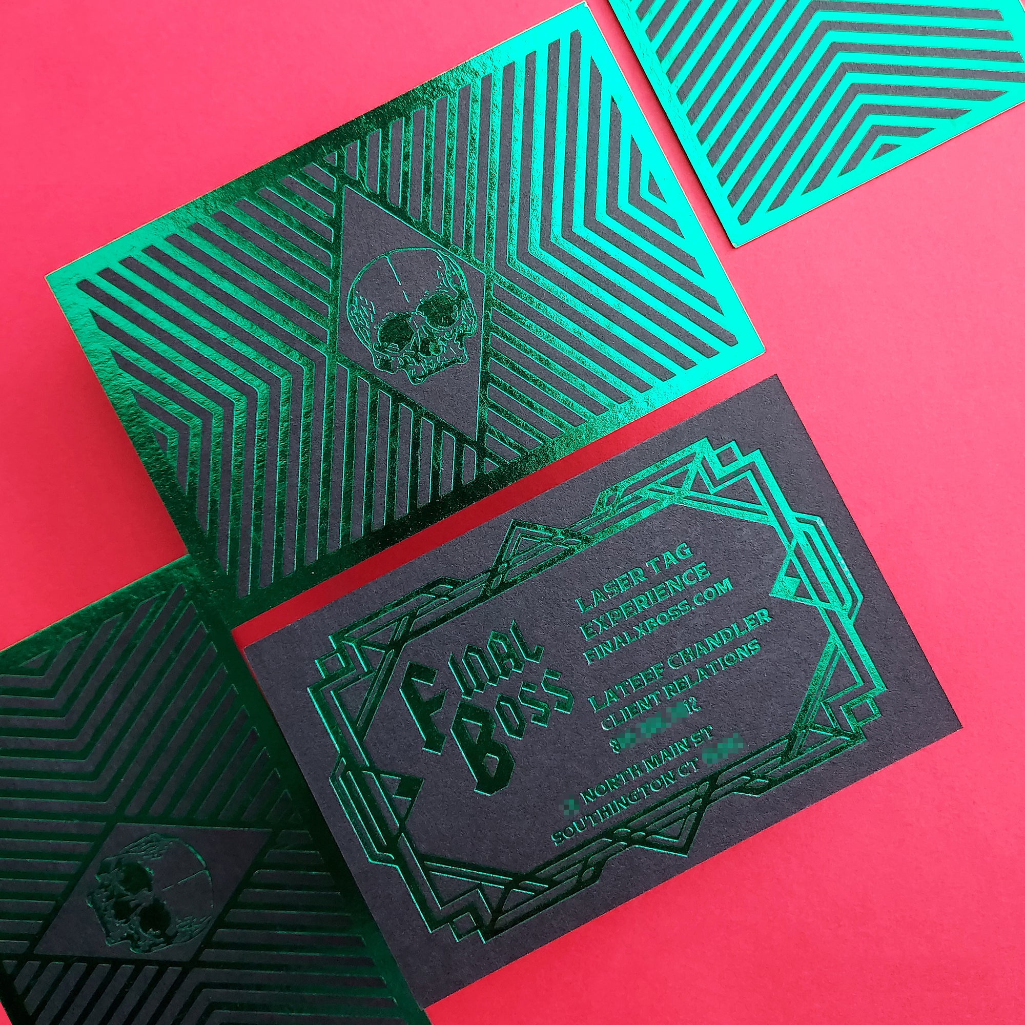 High-end black business card with foil details