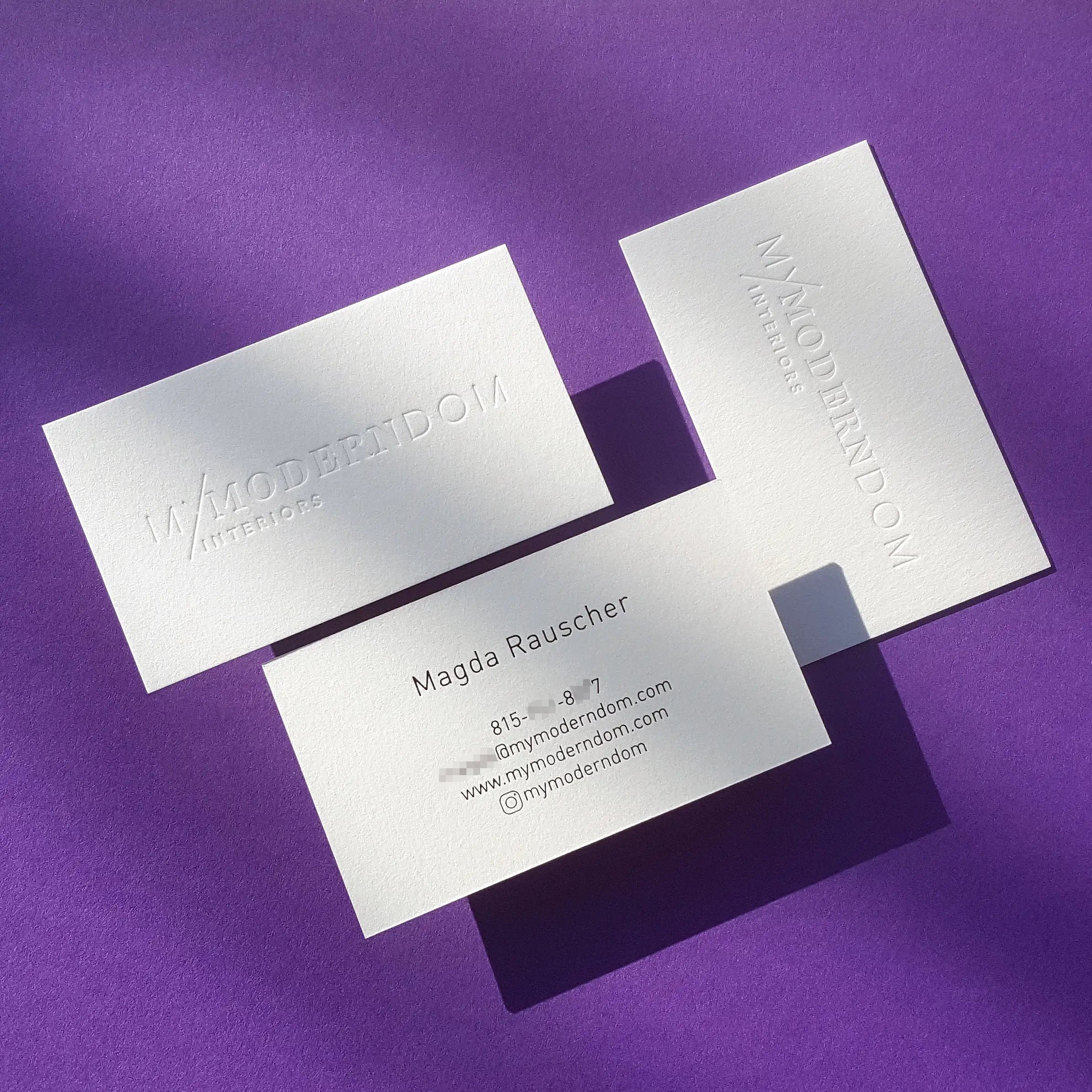 Buy Elegant Edge Custom Cotton Business Cards – Silver Rim | OddPlanPrint