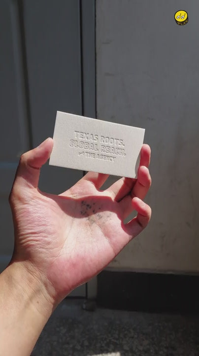 Buy Custom Luxury Business Cards – Debossed Design on 45pt White Cotton with Red Foil | OddPlanPrint