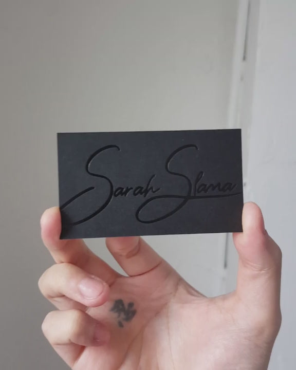 Buy Prestige Foil Custom Black Business Cards – Black Logo Detail | OddPlanPrint