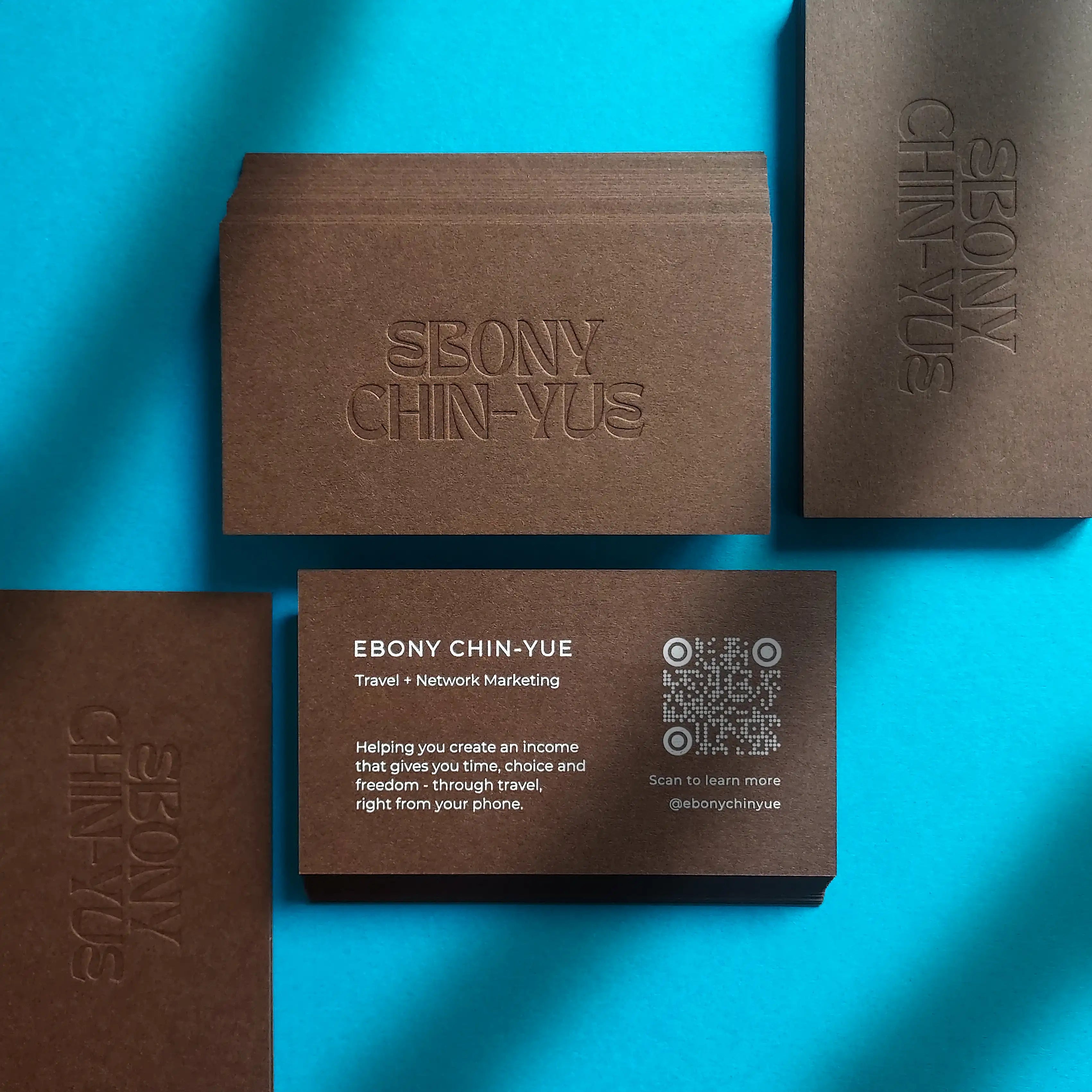 Buy Professional Business Cards - brown stock, blind deboss mark and white foil that reads fast - OddPlanPrint