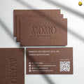 Order debossed brown business cards - premium white foil, QR code printing detail - OddPlanPrint