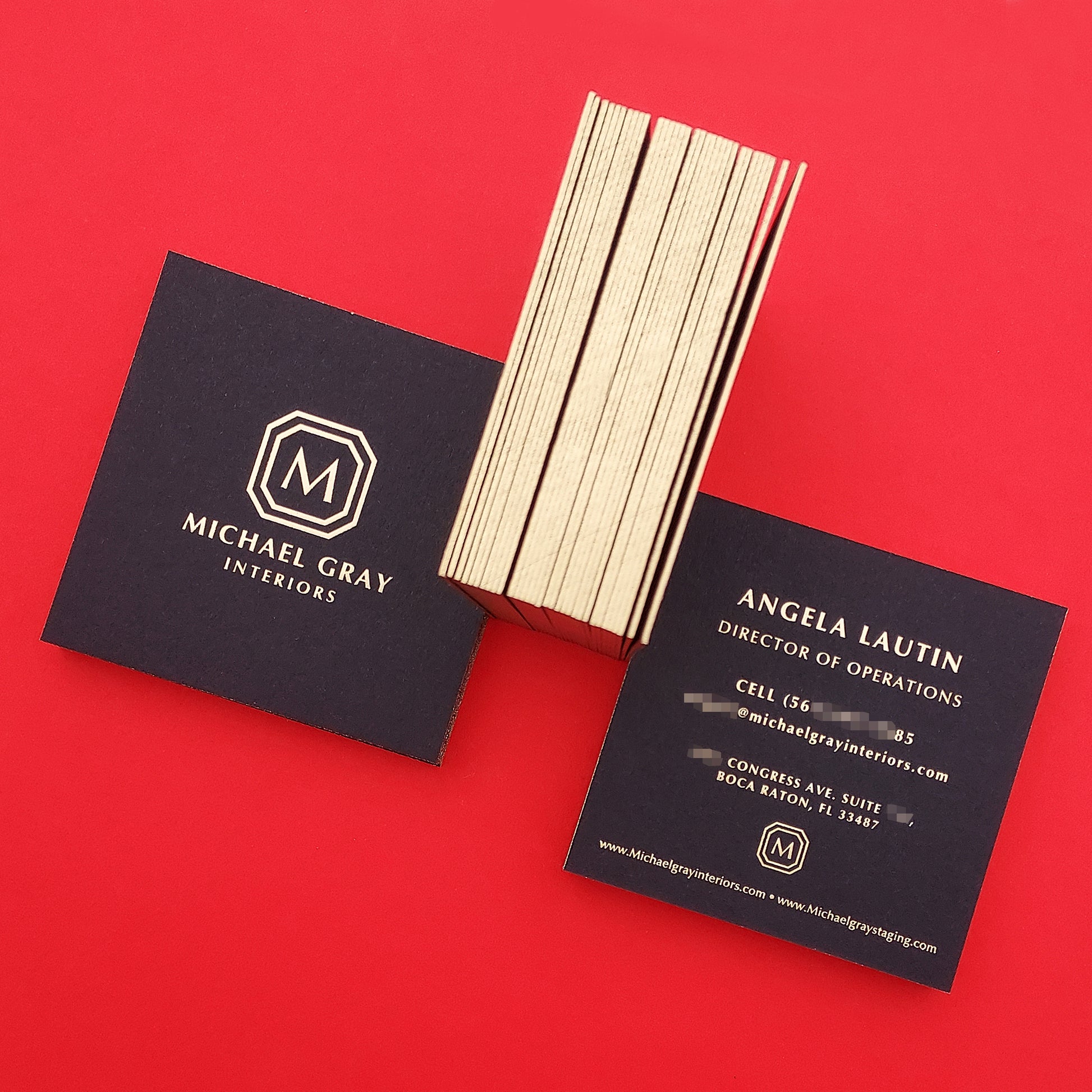 Deep letterpress impression on a luxury black card