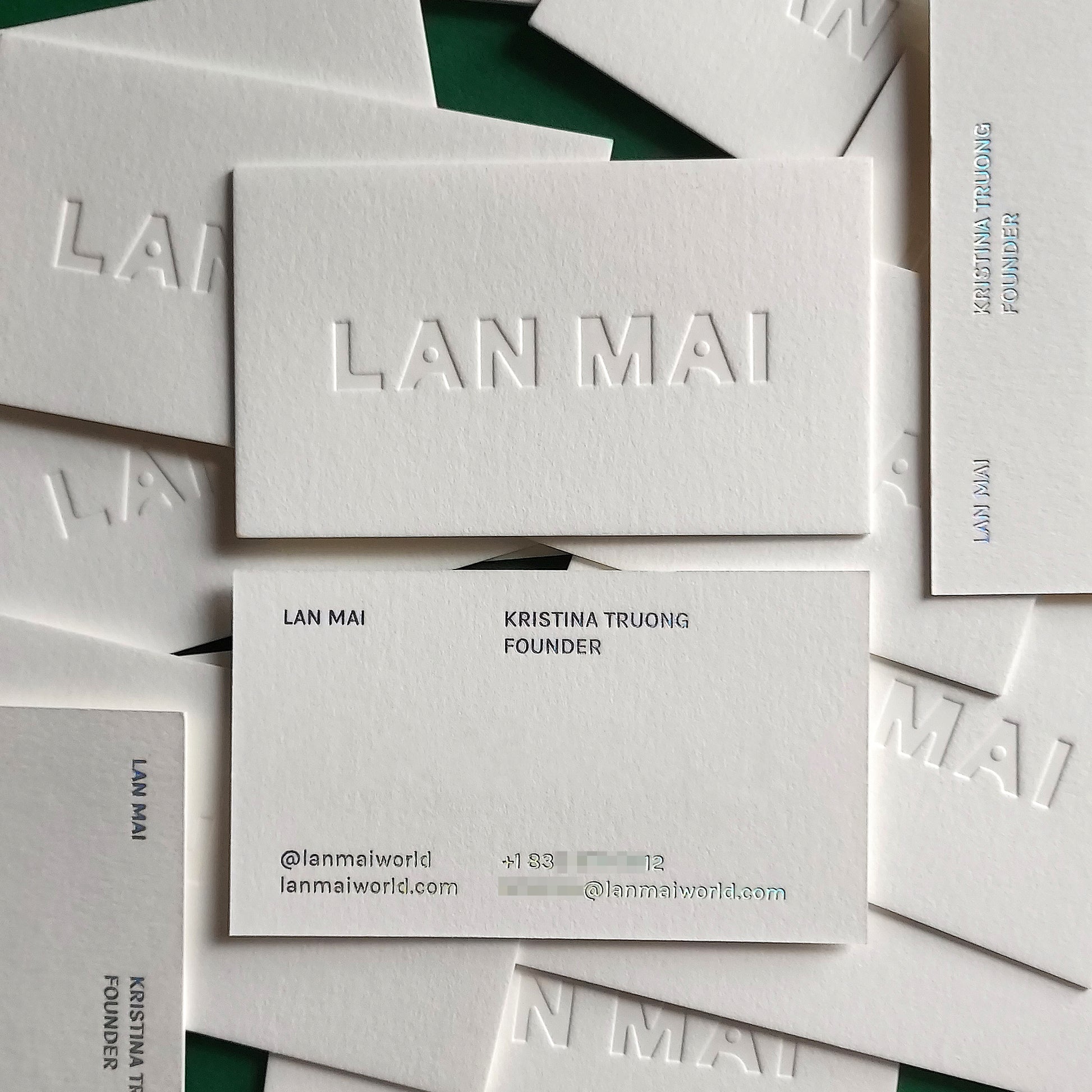 Debossed business card with subtle letterpress