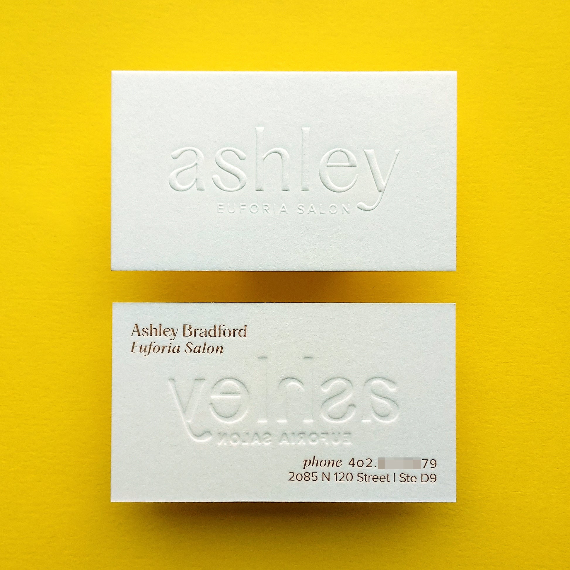 Debossed foil card for high-end corporate identity