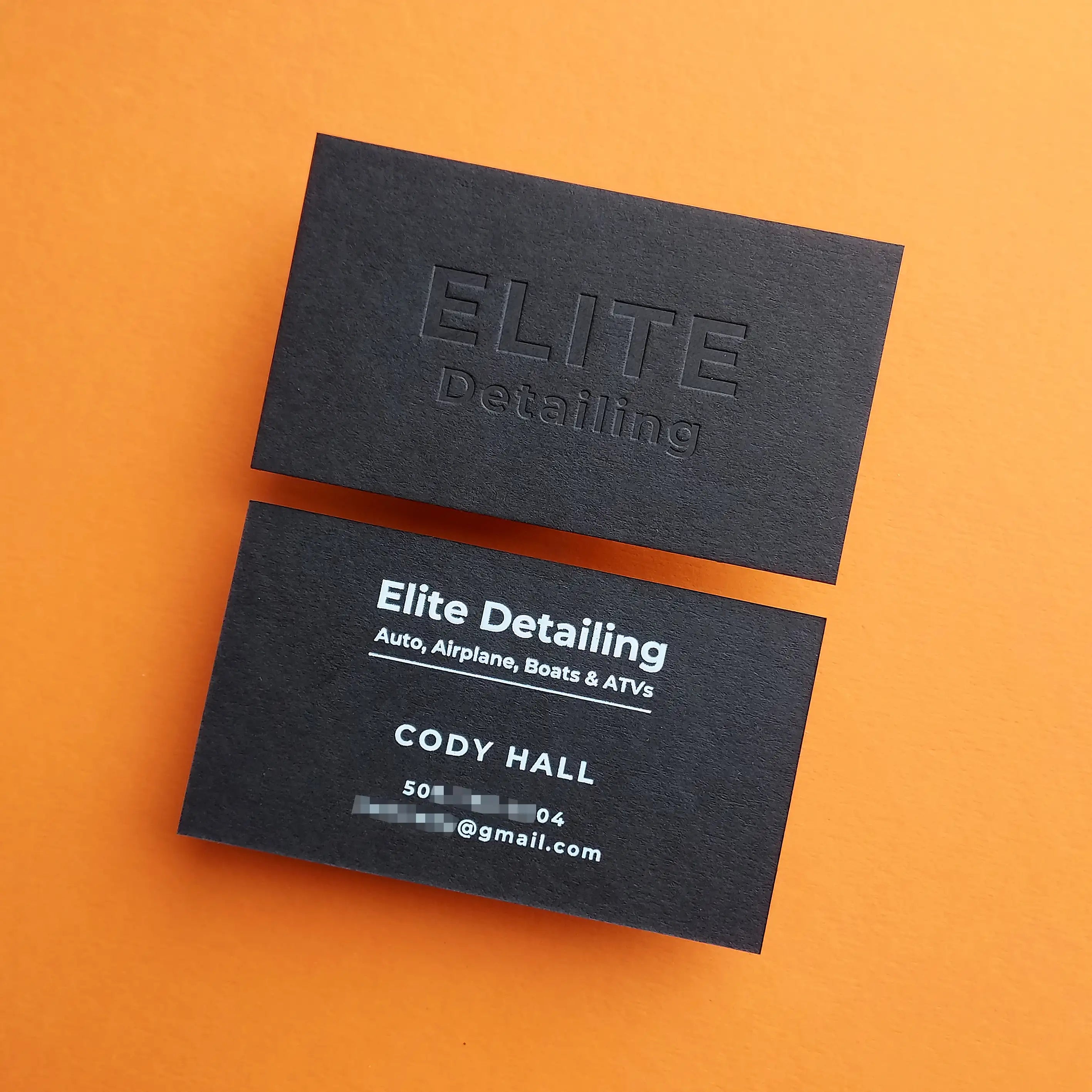 Buy Custom Print Debossed Black Business Cards – Deep Shadow Style | OddPlanPrint