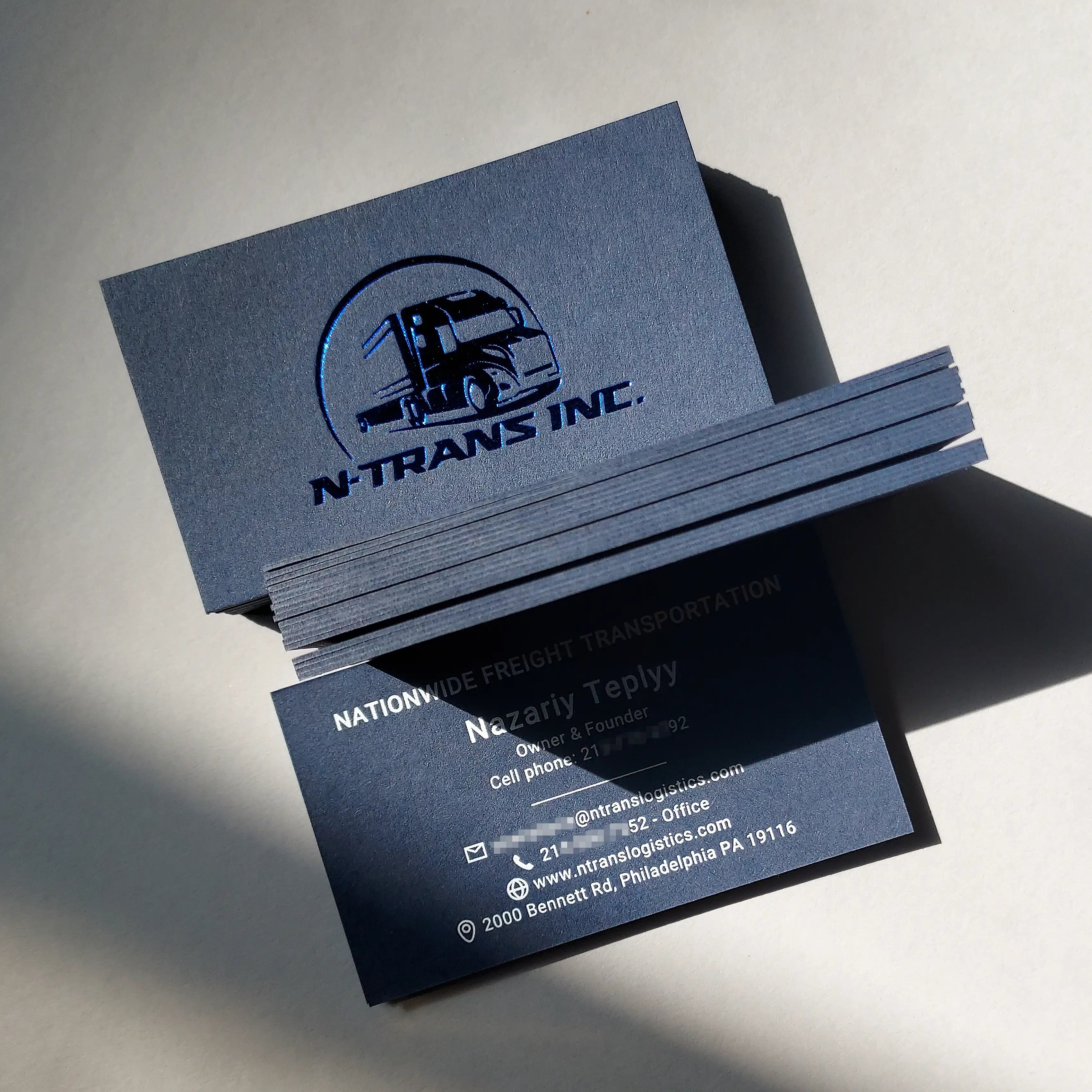 Buy Modern Blue Business Cards – Custom Foil Highlight | OddPlanPrint