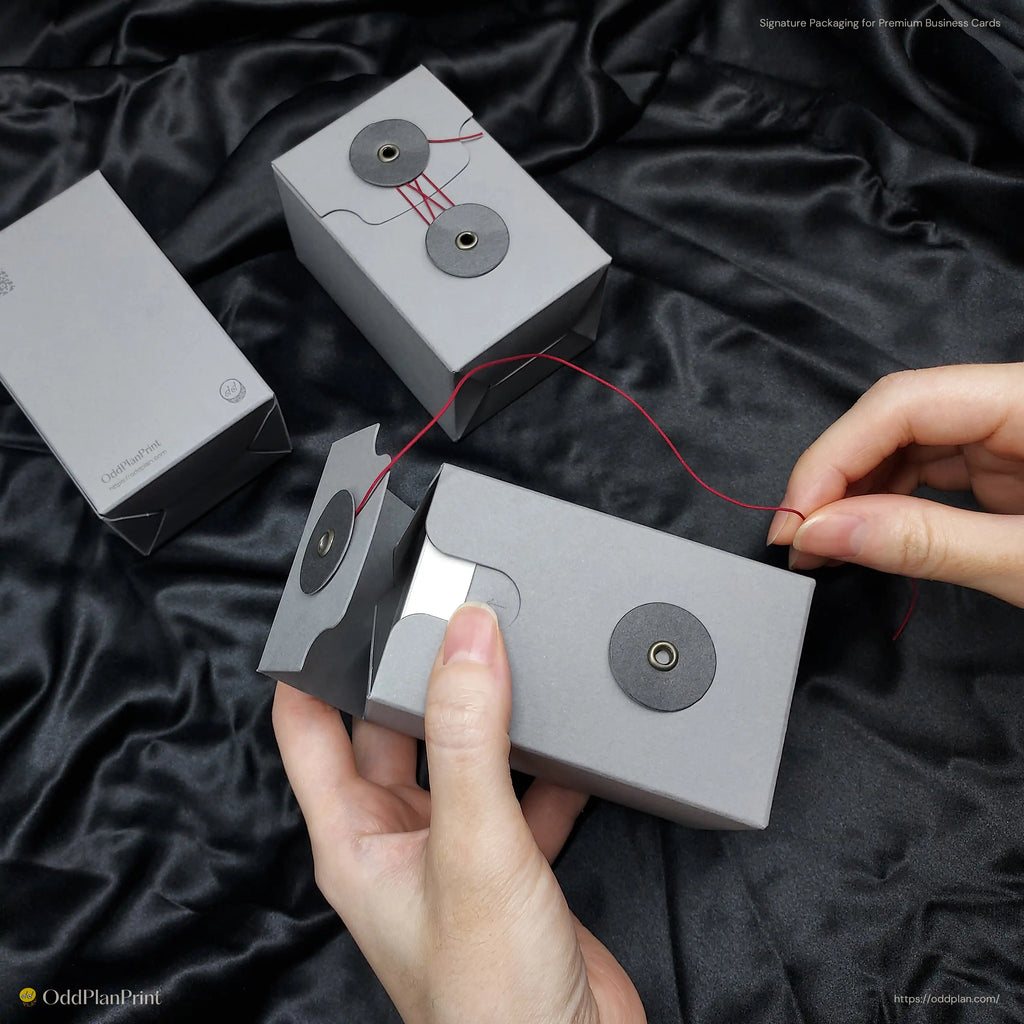 Premium cement-toned business card packaging with minimalist structure by OddPlanPrint