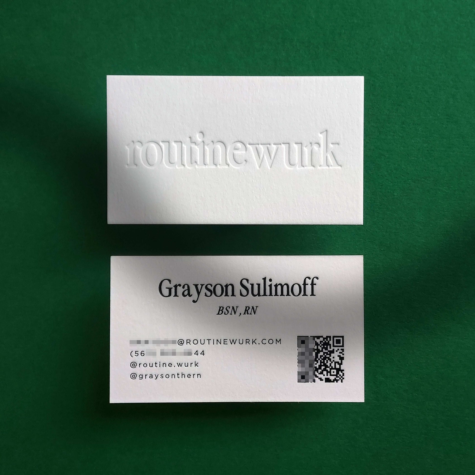 Custom embossed card with debossed logo