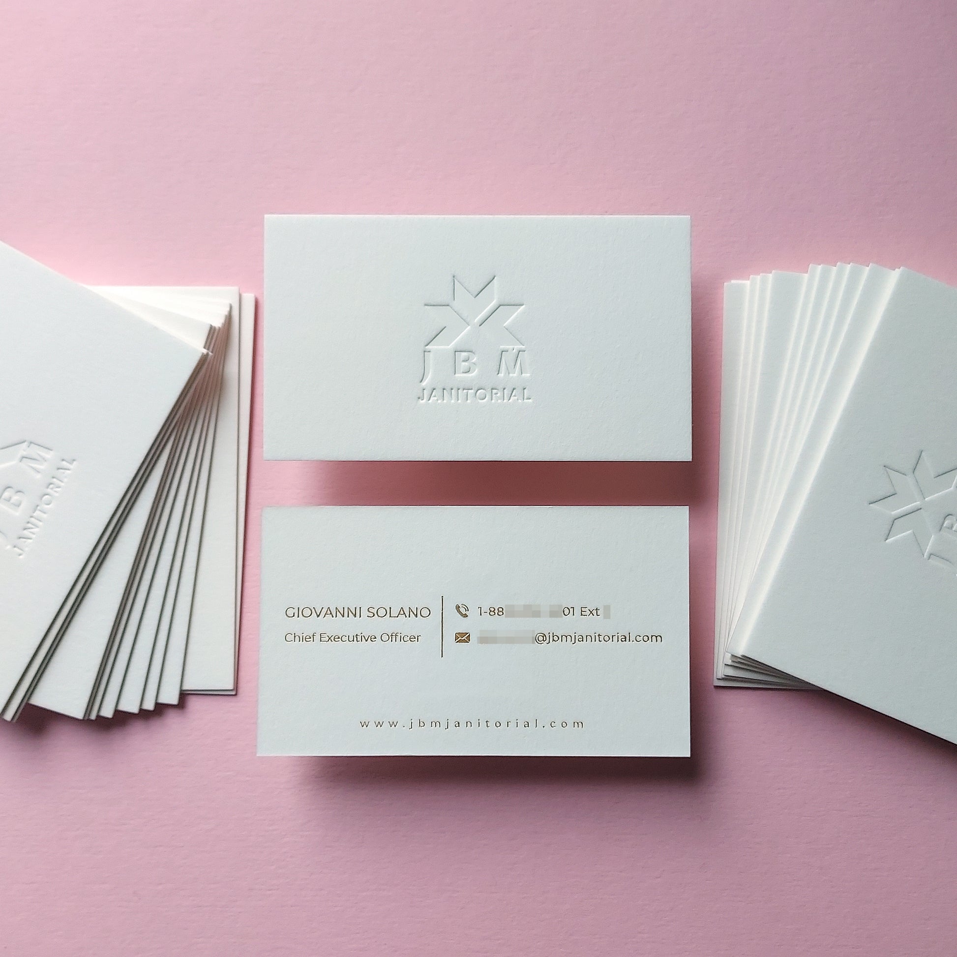 Custom business card with blind deboss