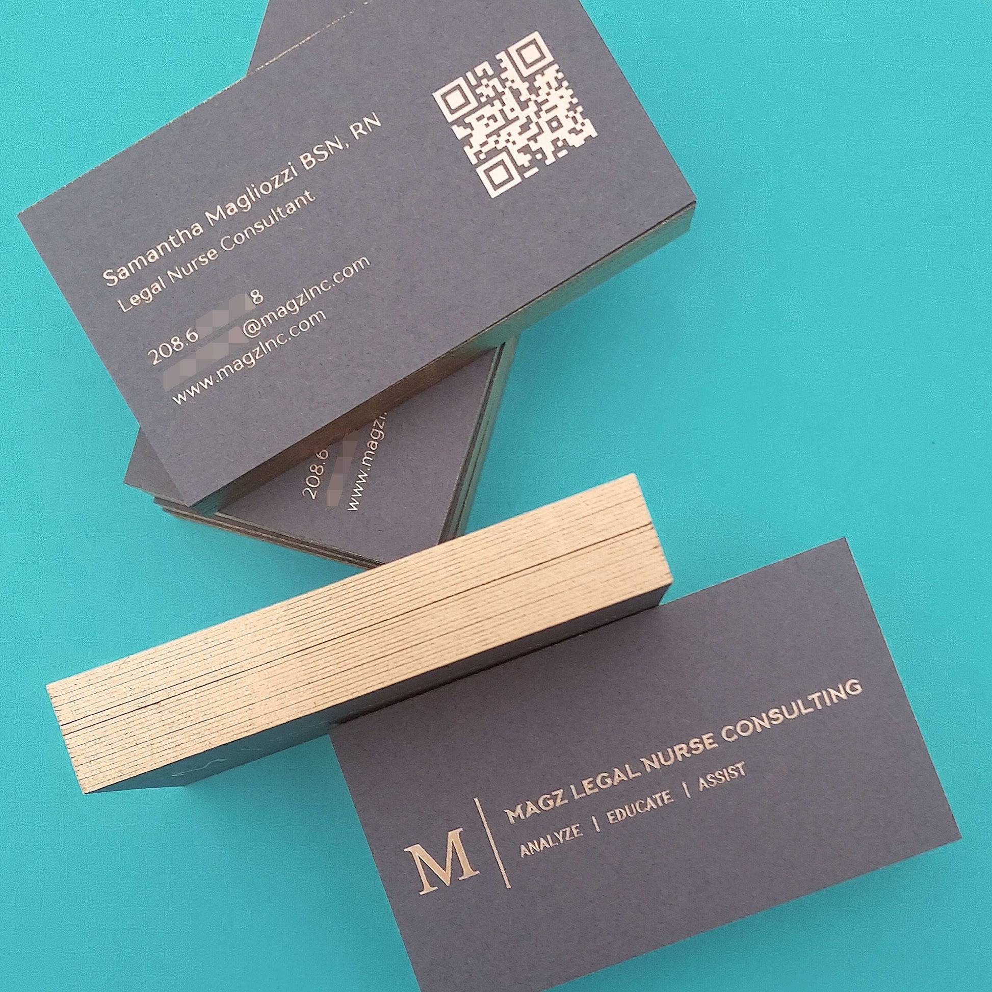 Sophisticated dark gray custom card with fast turnaround for entrepreneurs.
