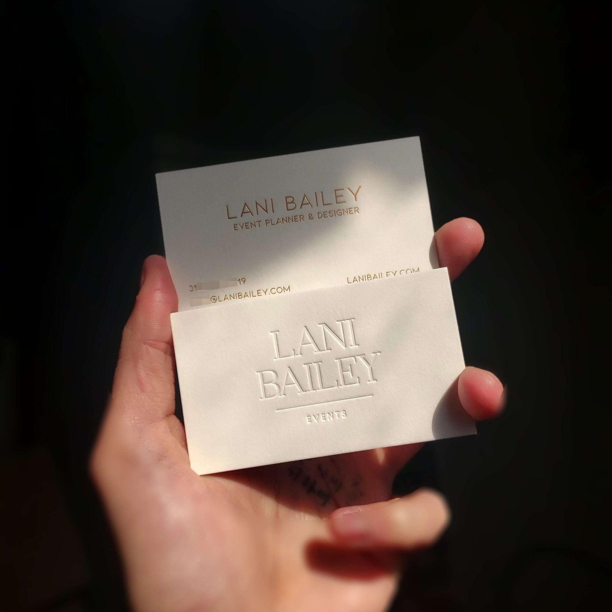 Embossed cotton business card for creatives
