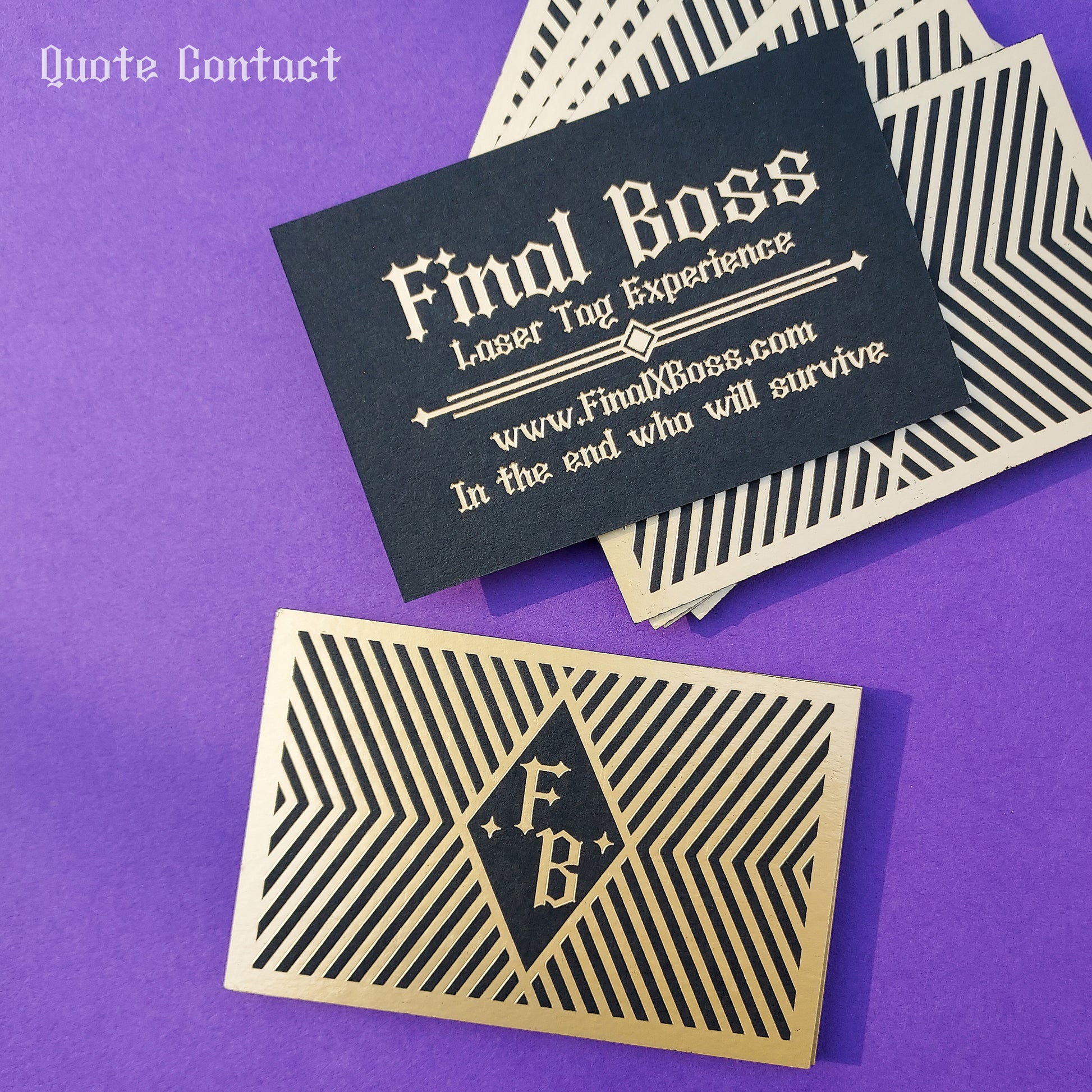 Thick black foil card with personalized deboss