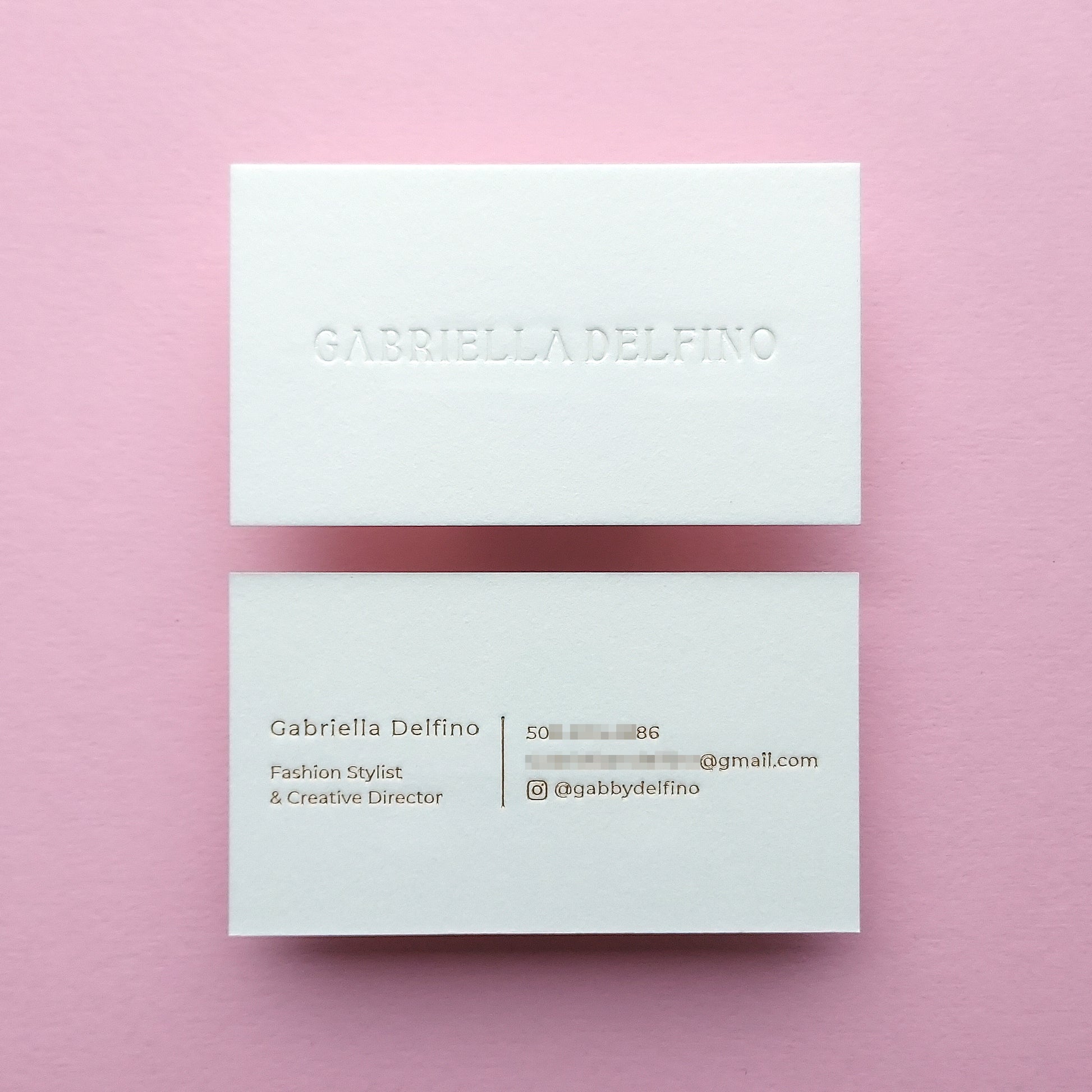 Elegant cotton name card with metallic shine