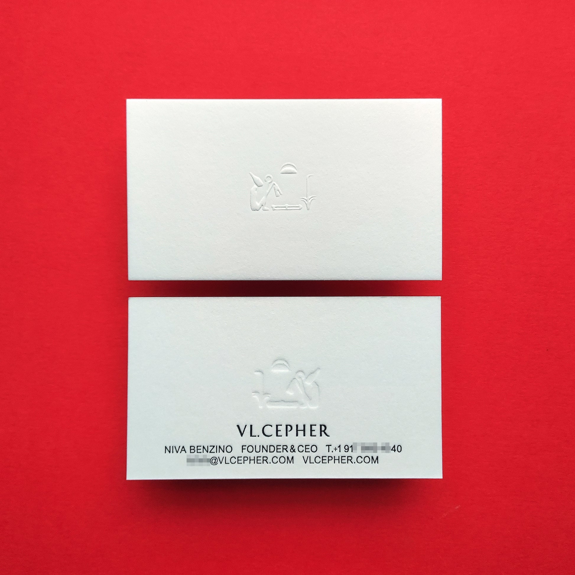 Minimalist embossed cotton name card