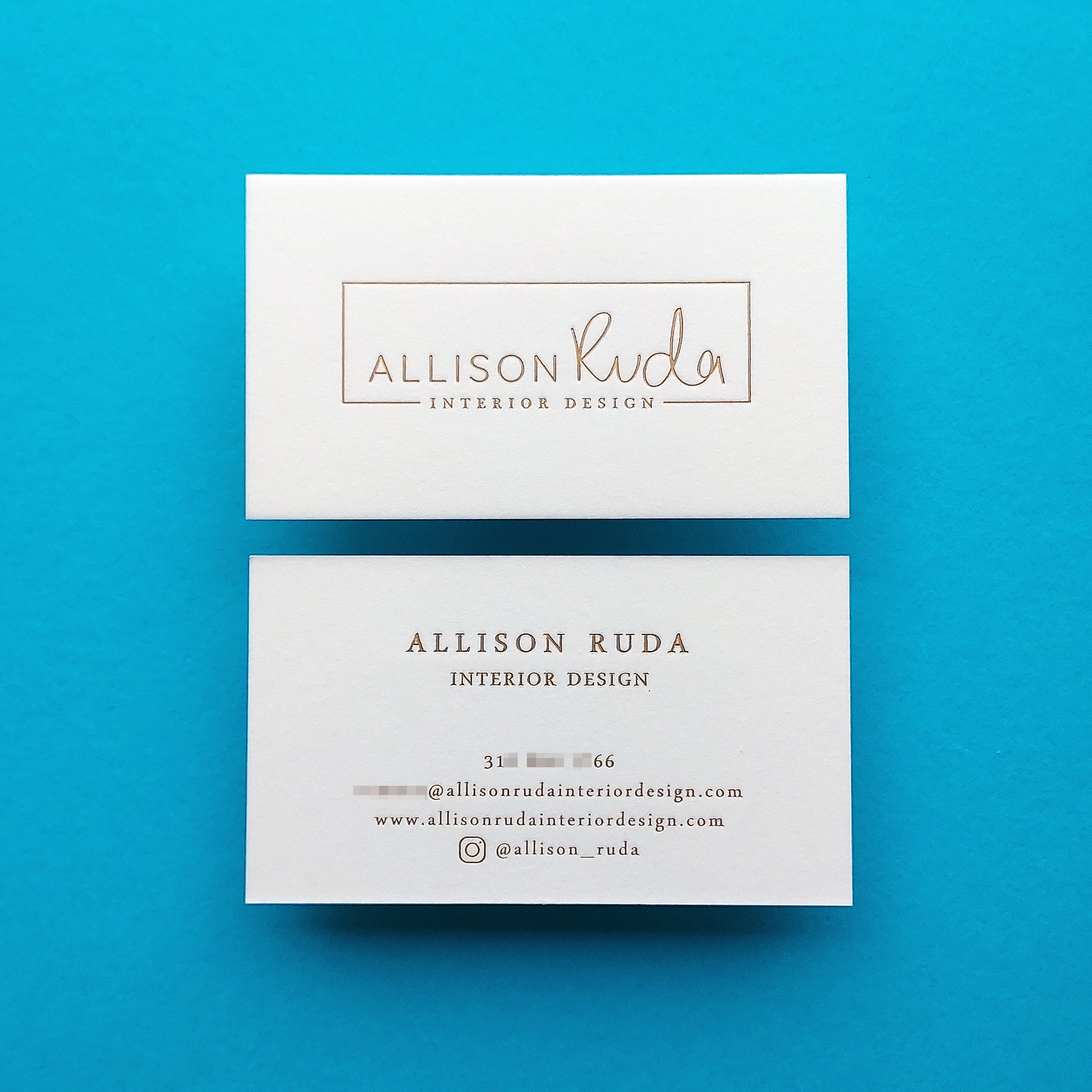 Handmade branding card with foil typography