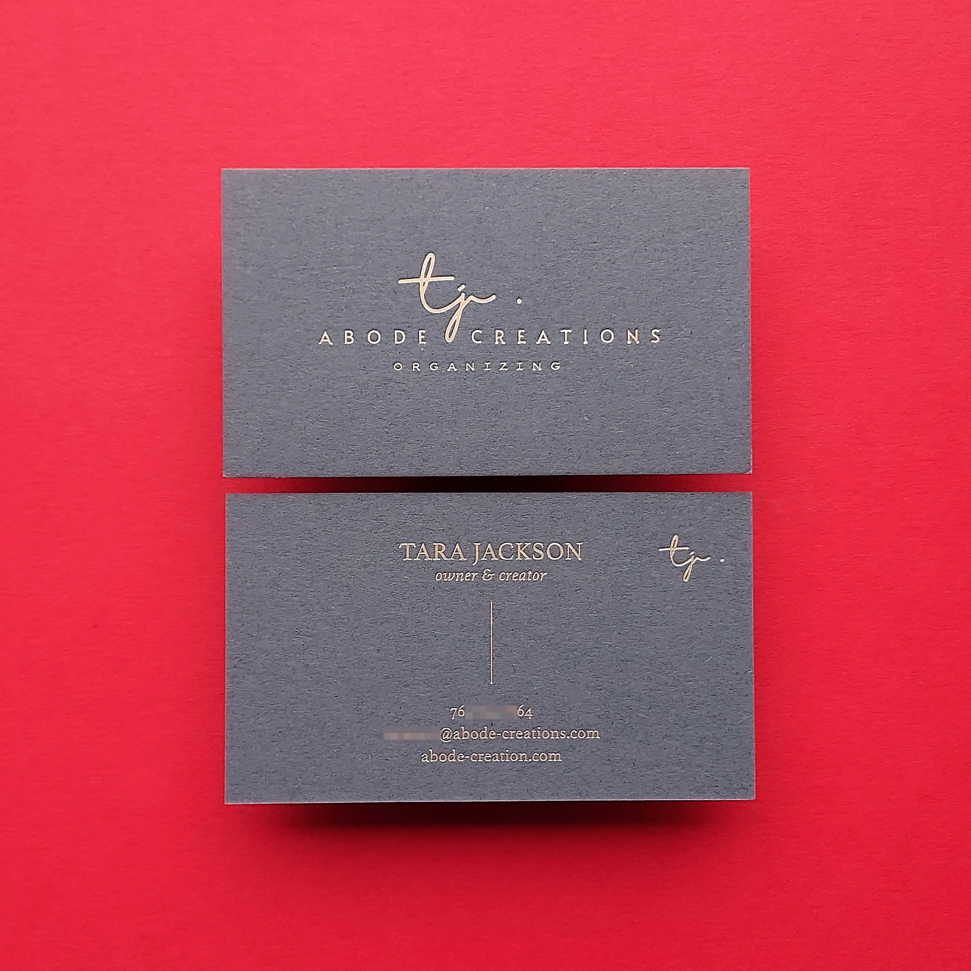 Buy Visionary Custom Dark Grey Business Cards – Foil Crest Emblem | OddPlanPrint