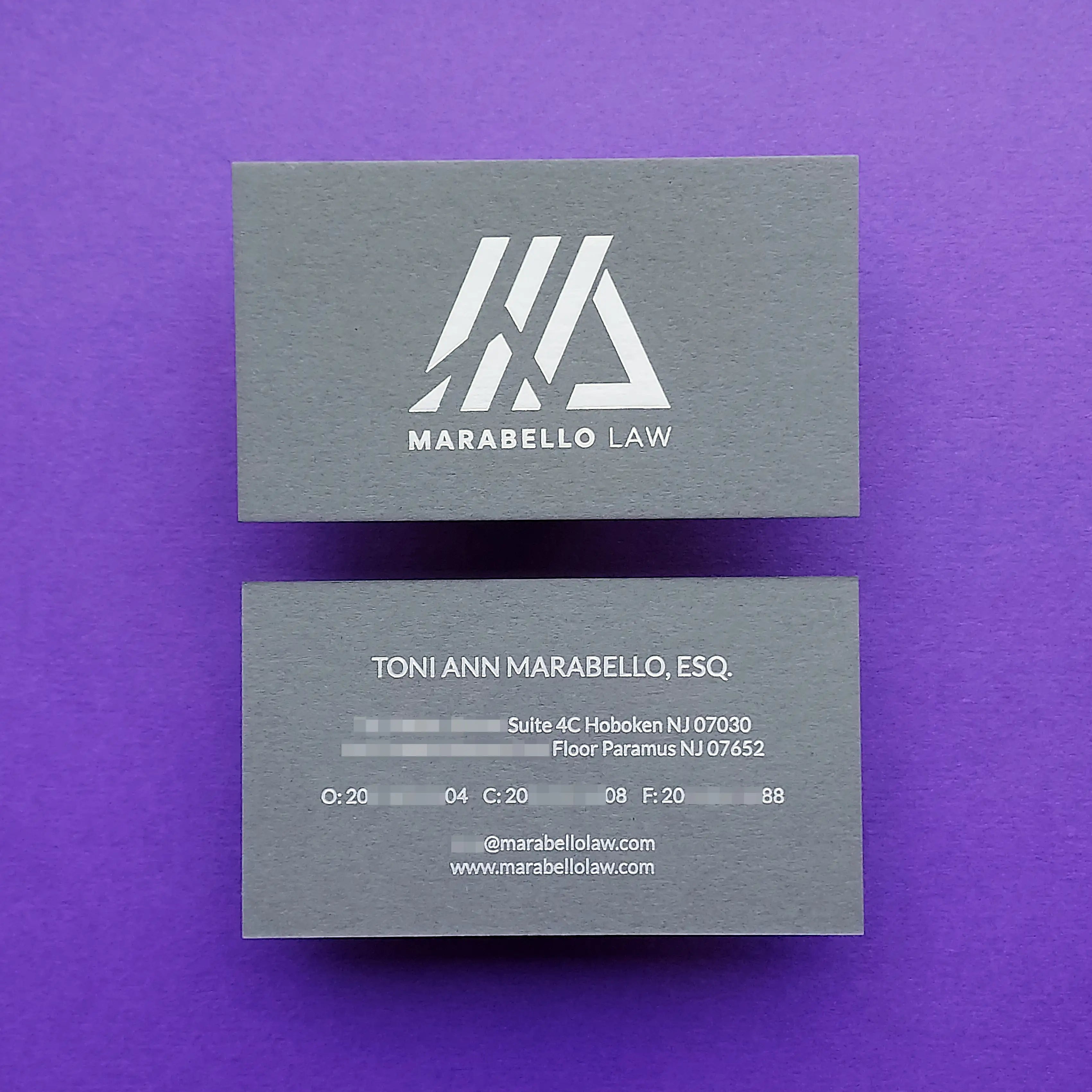 Buy Lux Custom Dark Grey Business Cards – Silver Foil | OddPlanPrint