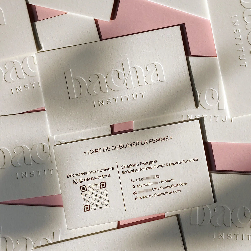 Luxury 750gsm cotton card with deboss imprint and copper foil lettering by OddPlanPrint