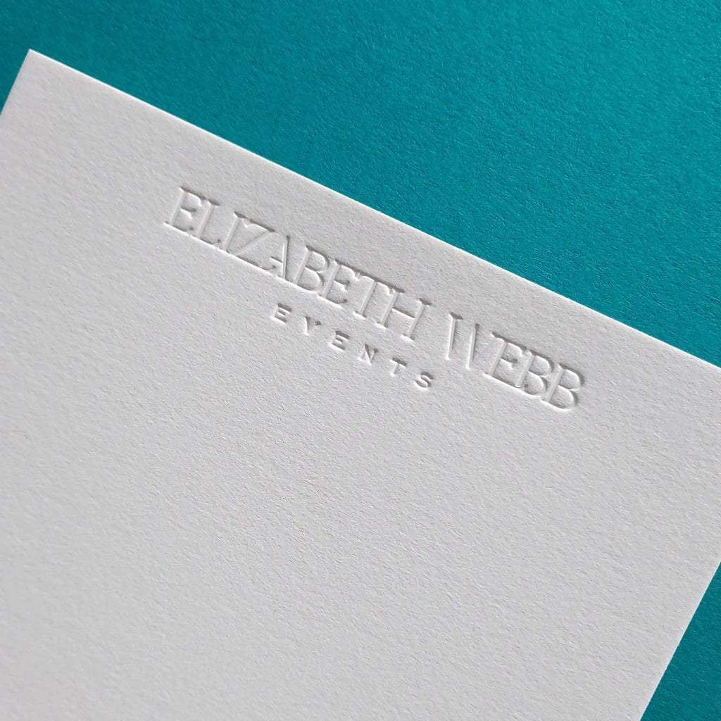 Elegant cotton 45pt debossed postcards with tactile details produced by OddPlanPrint.