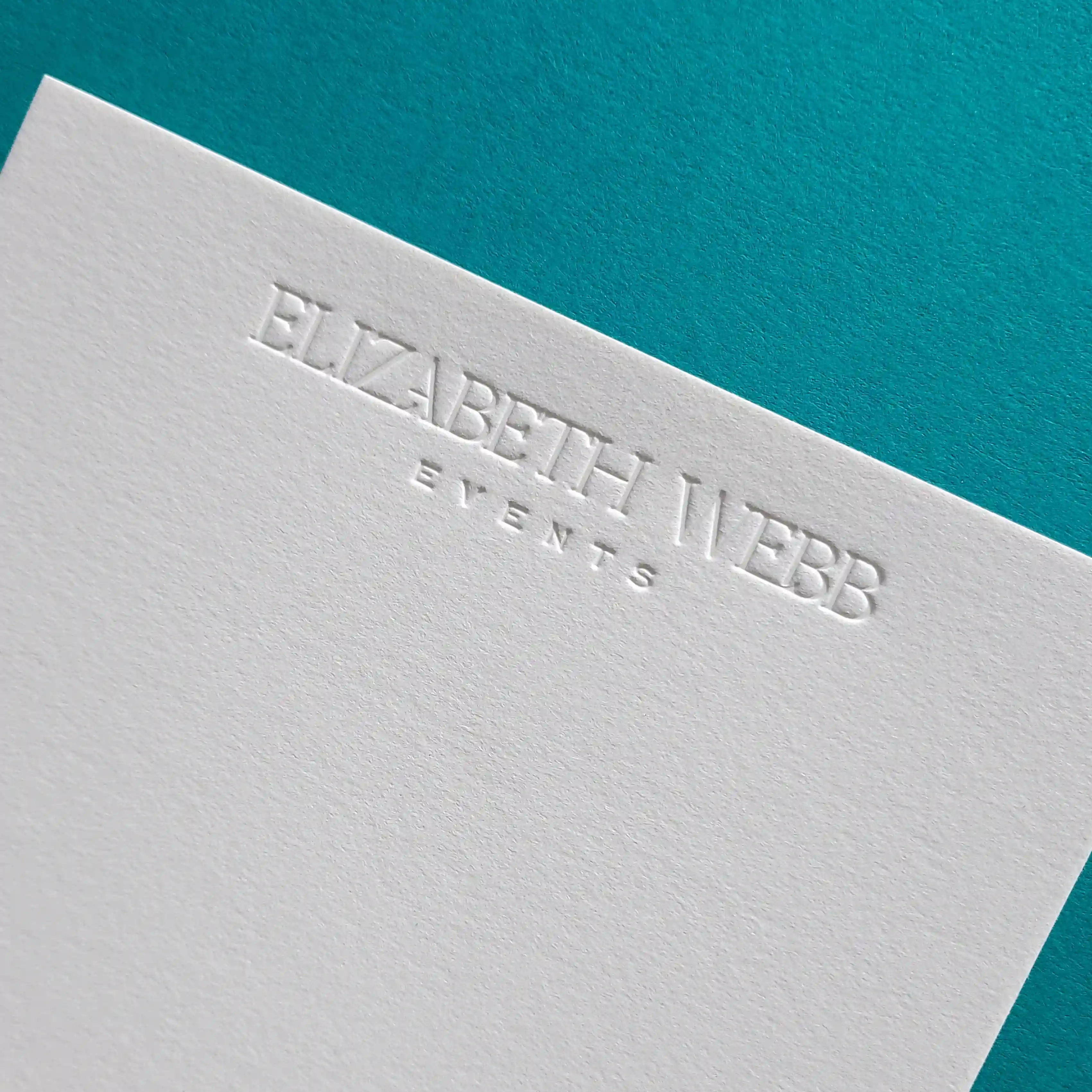 Elegant cotton 45pt debossed postcards with tactile details produced by OddPlanPrint.