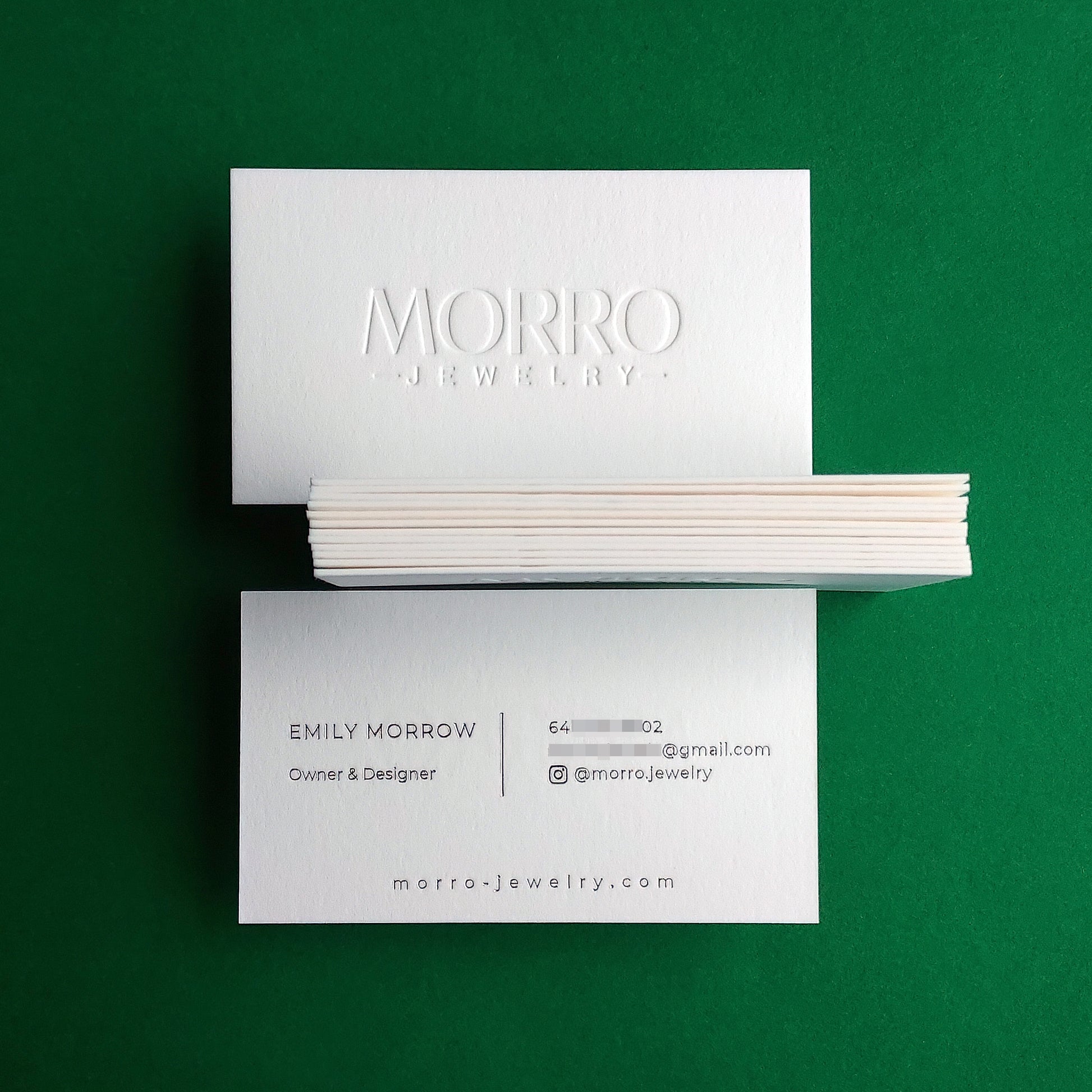 Bespoke name card with letterpress finish