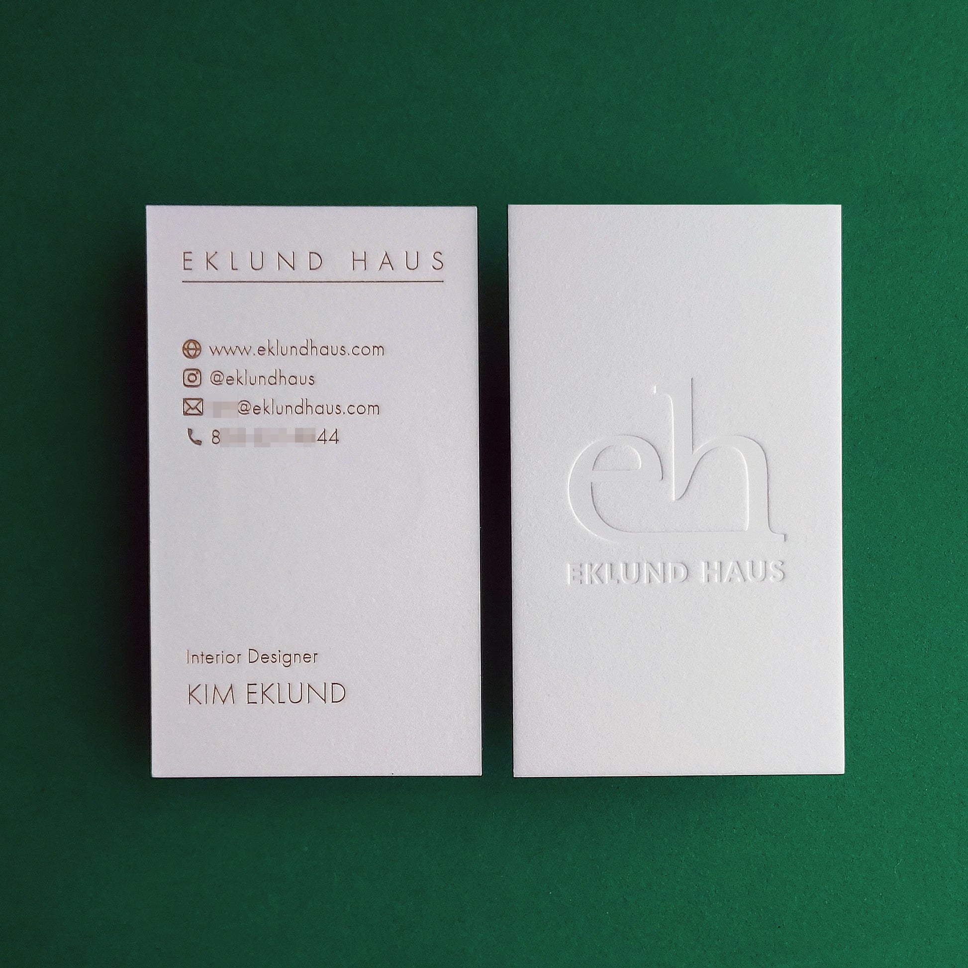 Custom letterpress card with modern layout