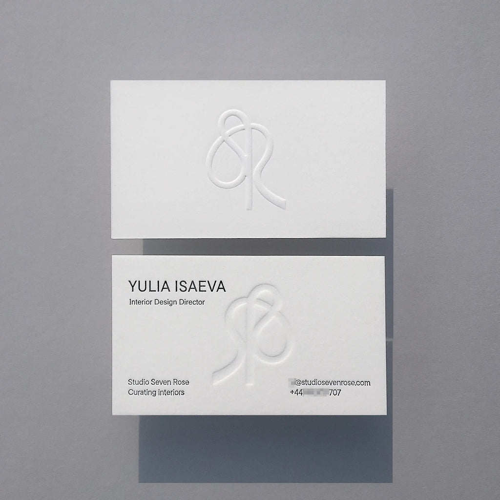 45pt cotton embossed business cards emboss and glossy black foil from OddPlanPrint.