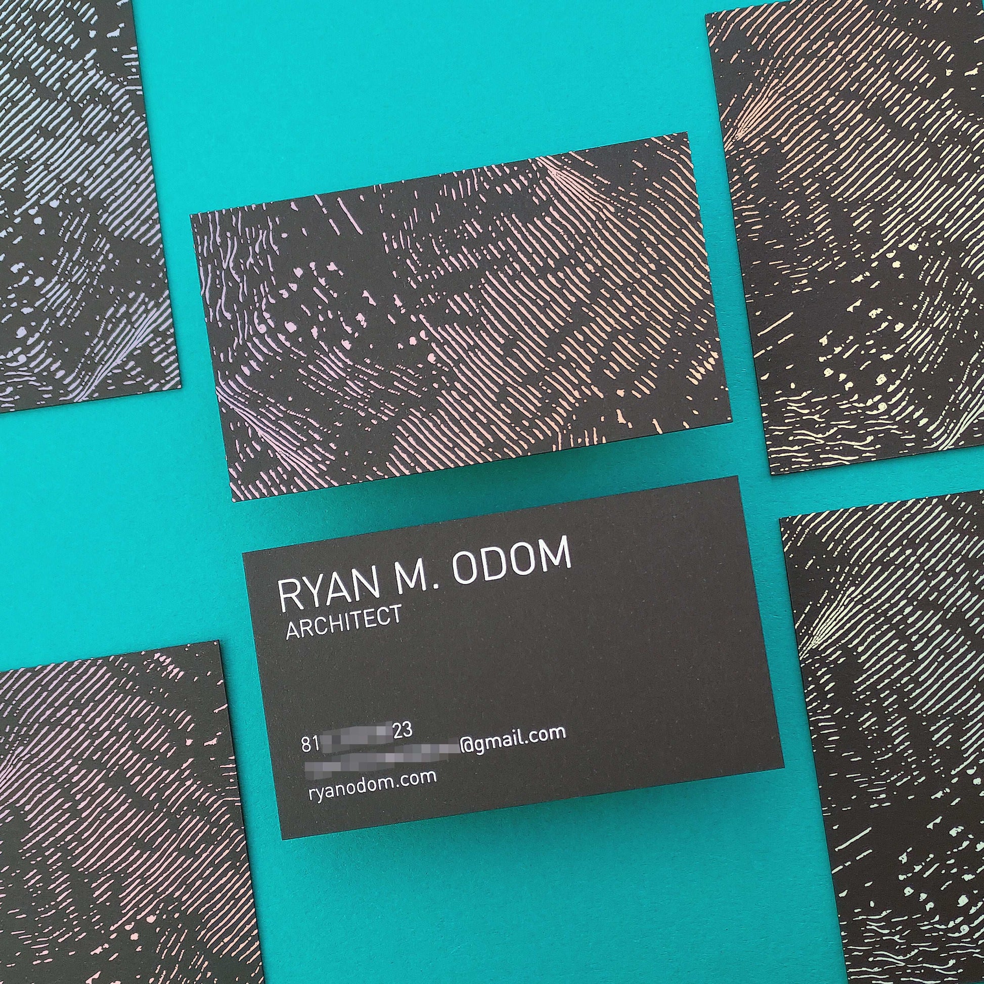 Custom black card with textured letterpress and fast delivery