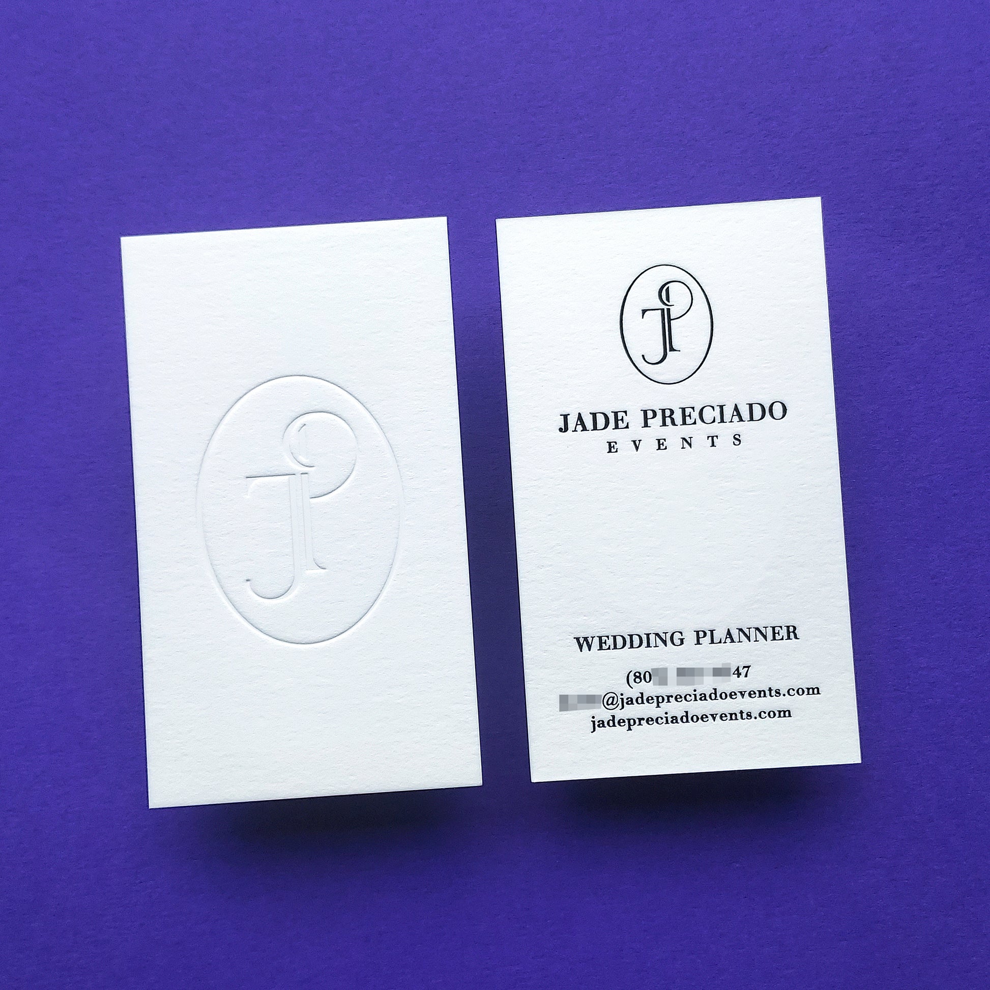 High-end debossed cards ready for rush delivery
