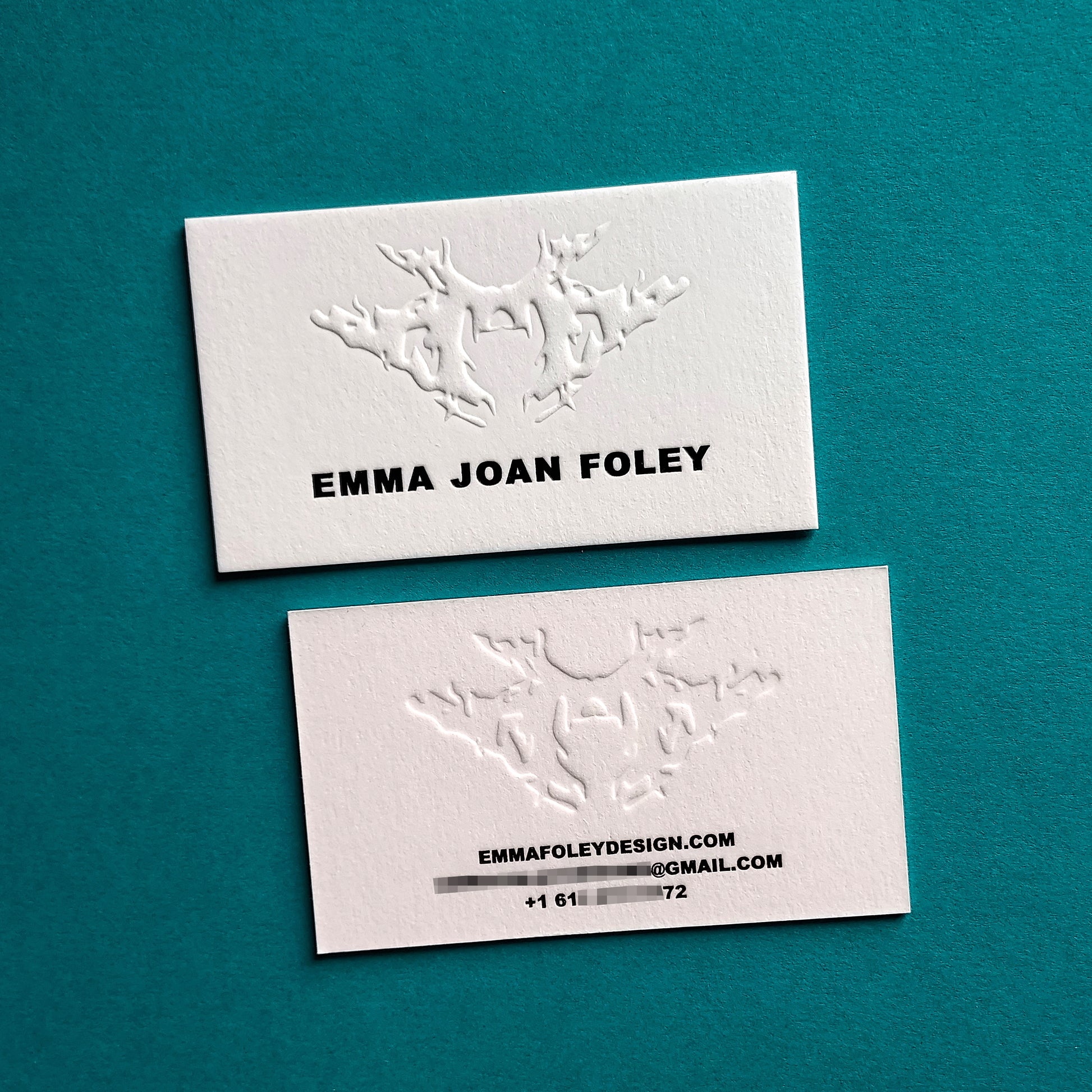 Foil branding card with debossed logo