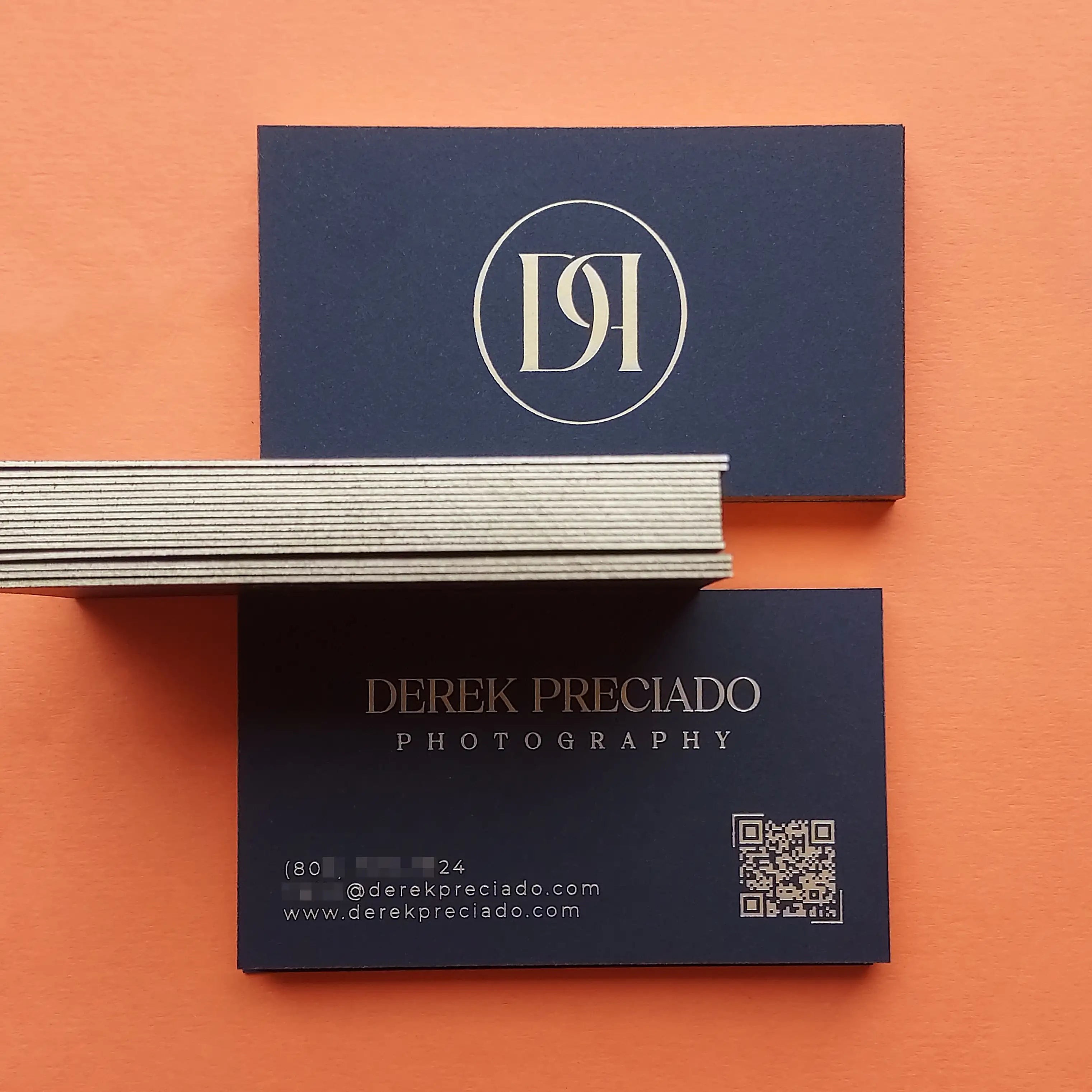 Buy Rich Contrast Gold Painted Edge - Black Business Cards – Hand-Aligned Press | OddPlanPrint
