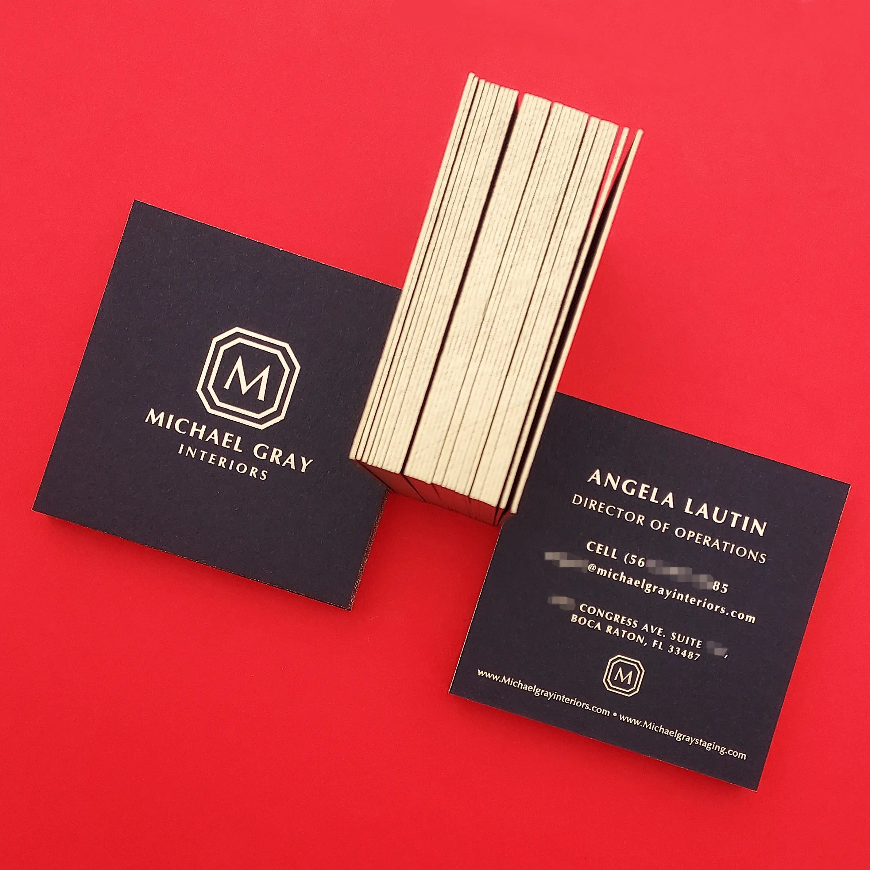 Buy Minimalist Gold Painted Edge - Black Business Cards – Elegant Foil Logo | OddPlanPrint