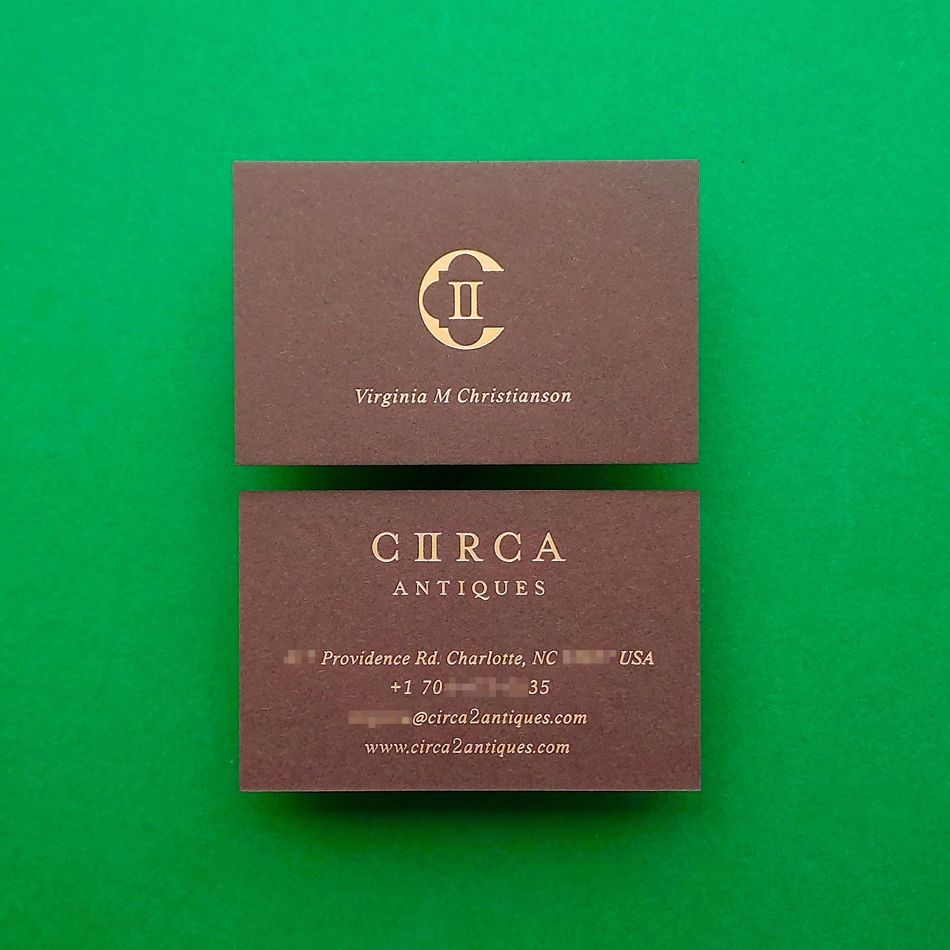 Distinctive brown card with foil stamping and bold presence for small brands.