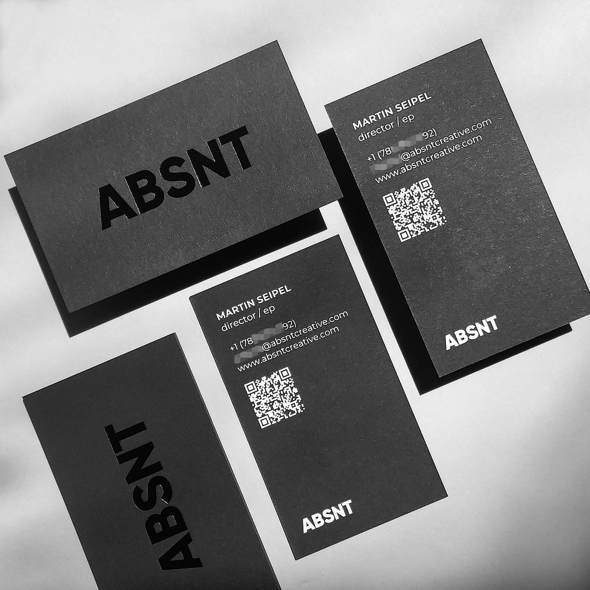 Deep blind deboss on a heavy custom black card