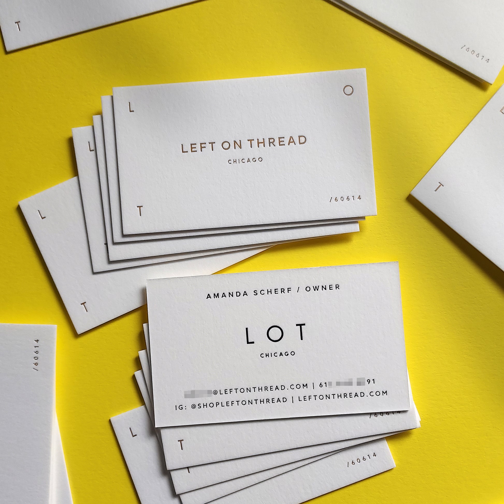 Custom cotton card with blind letterpress style
