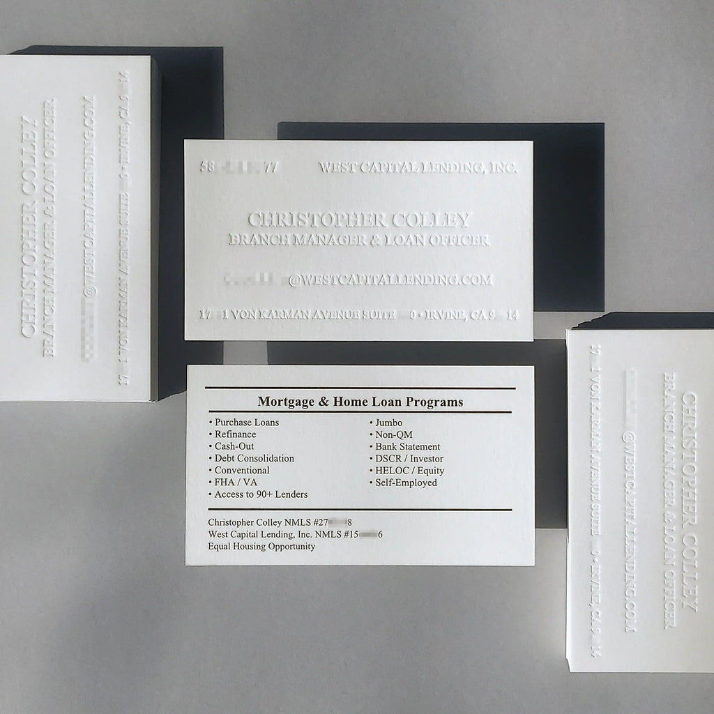 Tactile 45pt cotton business card by OddPlanPrint, showcasing blind letterpress and black ink. 