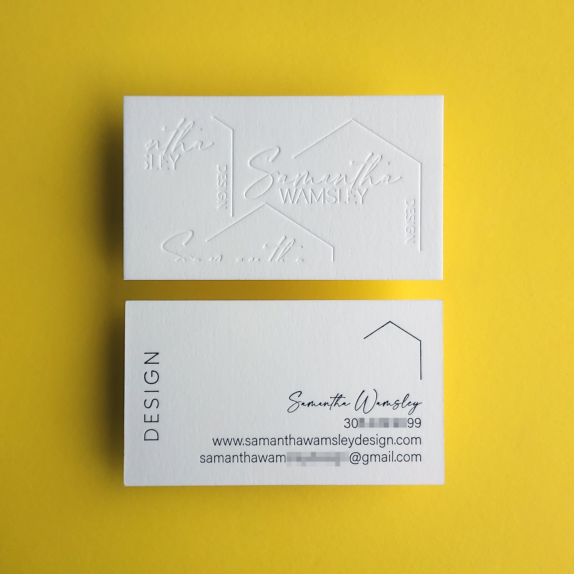 Deep impression cotton card with gold detailing
