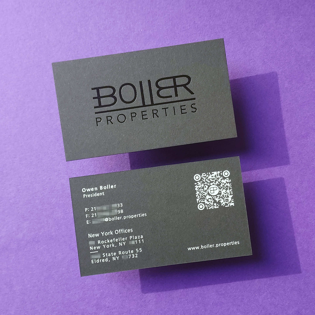 Custom handmade black card with letterpress precision