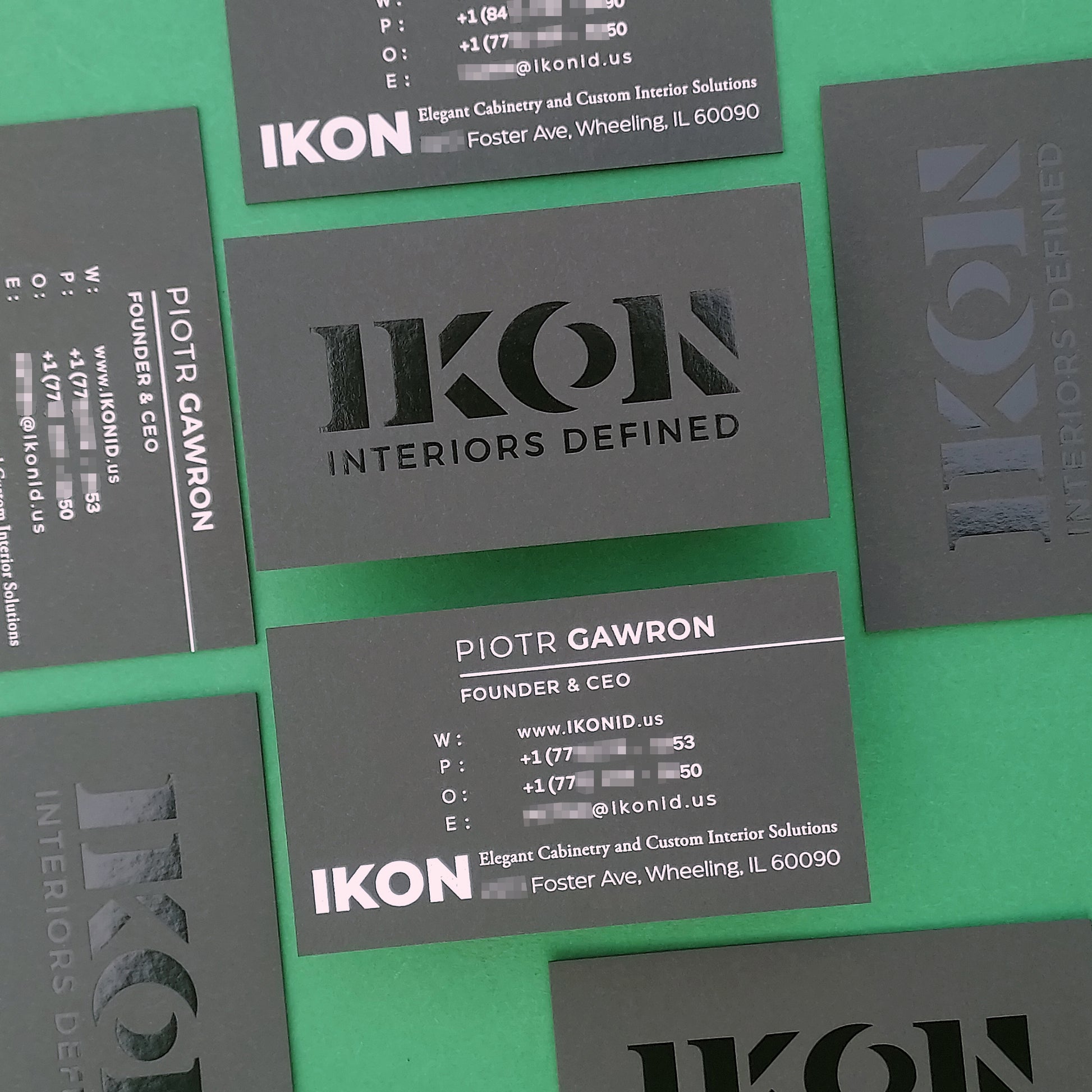 Personalized premium card with black emboss and depth