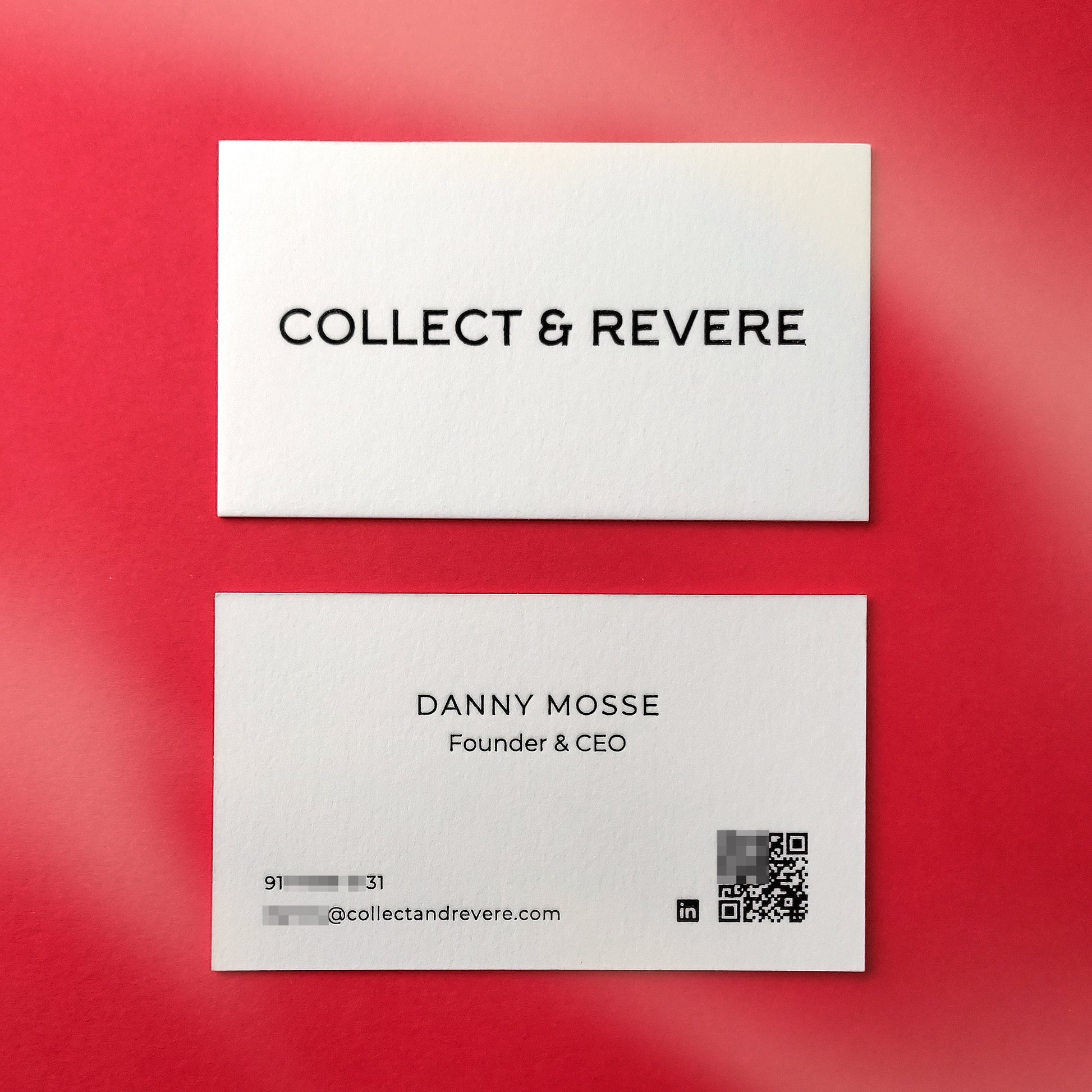 Shiny foil elements on soft-touch debossed card