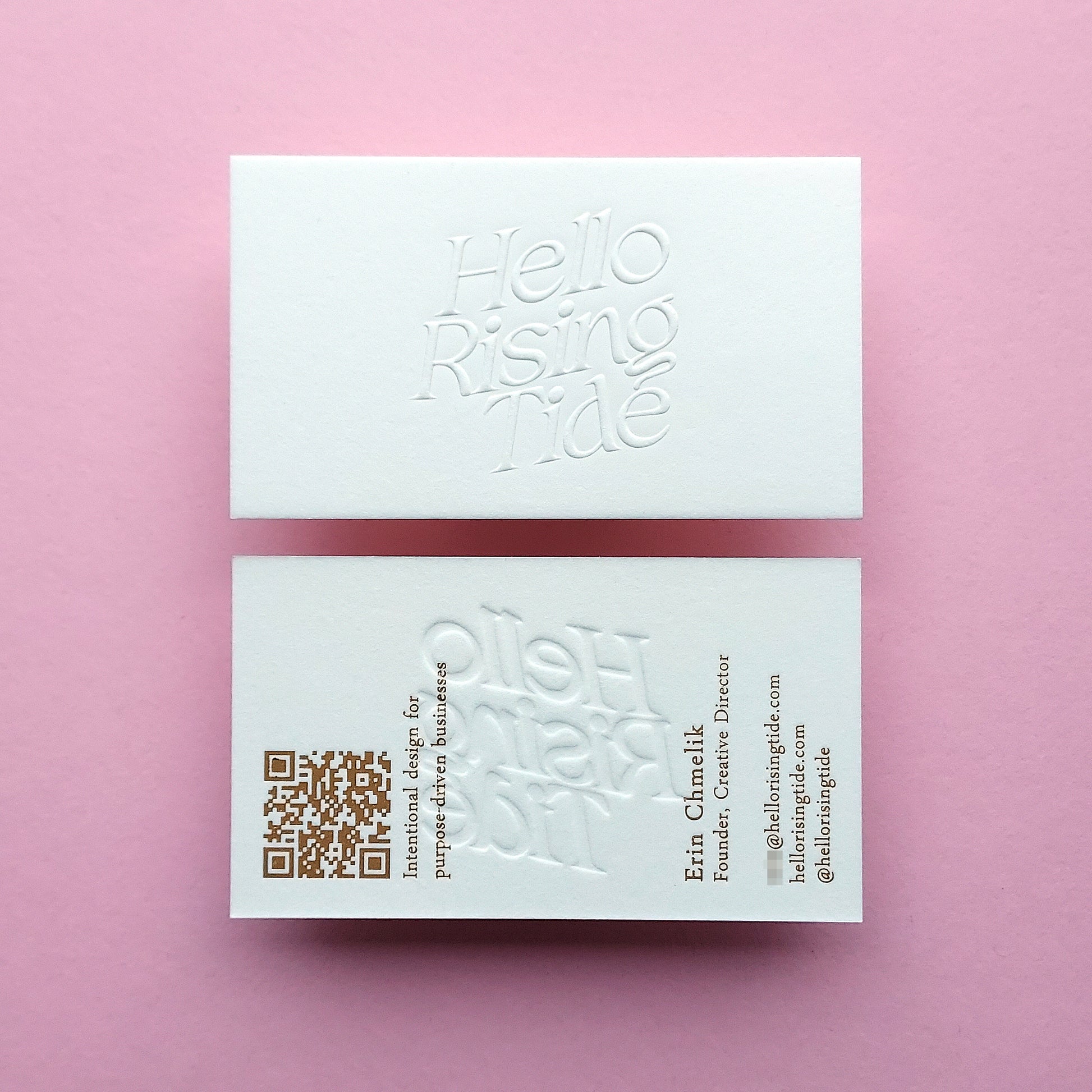 Custom cotton card with deep emboss effect