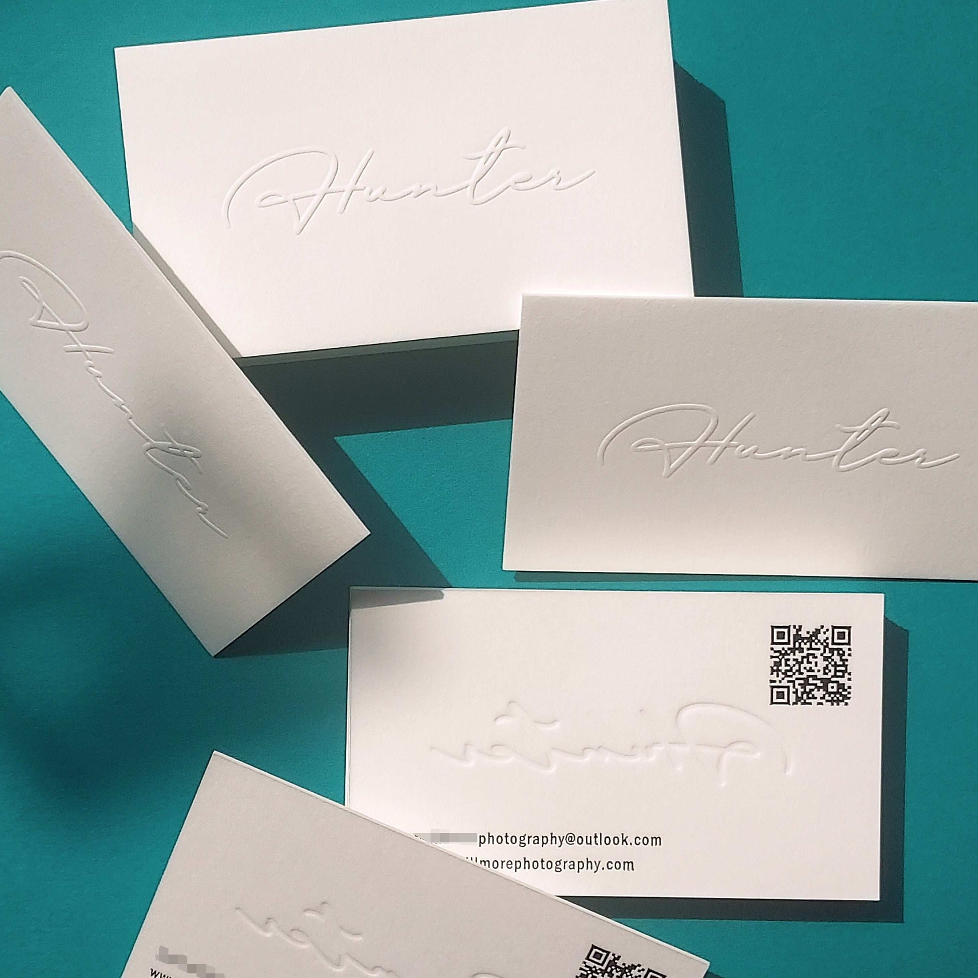 Affordable business card with letterpress texture
