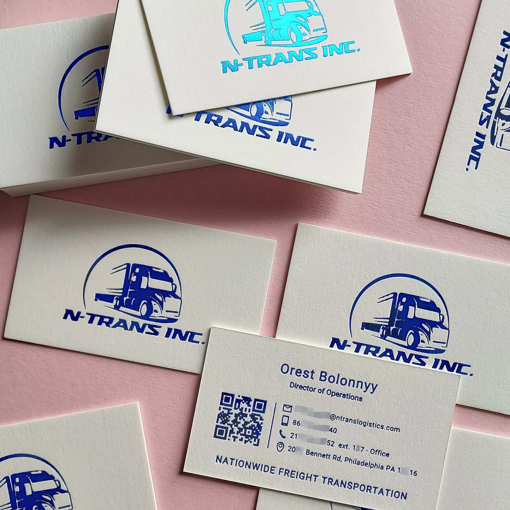 Thick business card printed on cotton stock