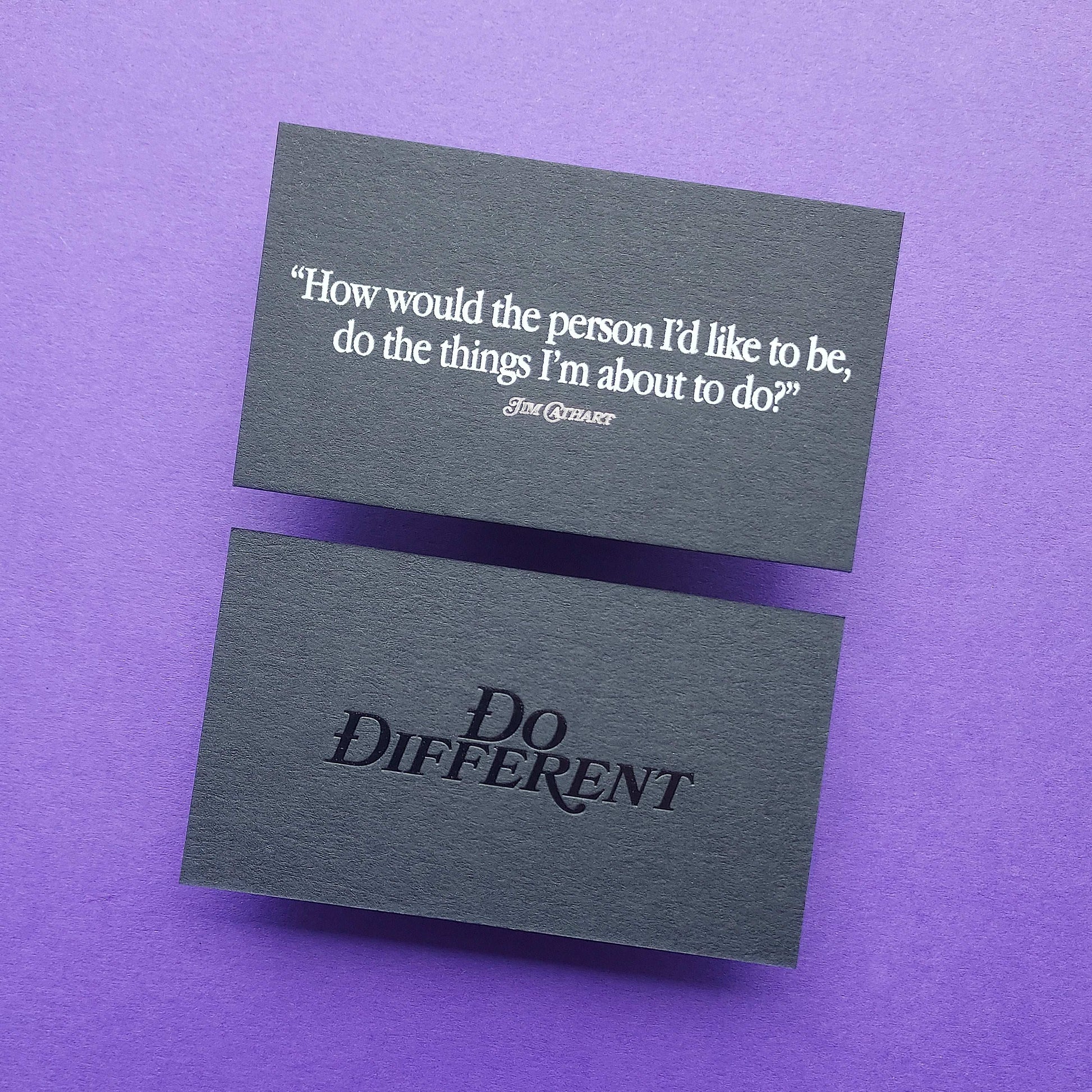 Custom-printed black card with thick stock and deep press